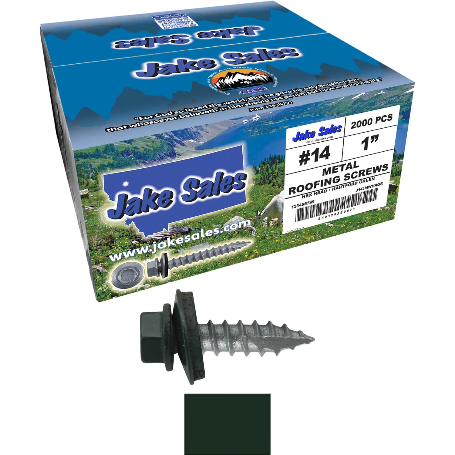 #14 x 1"  Metal ROOFING SCREWS - Hex Washer Head - Self starting/self tapping - EPDM washer. Colored head. - Image 57