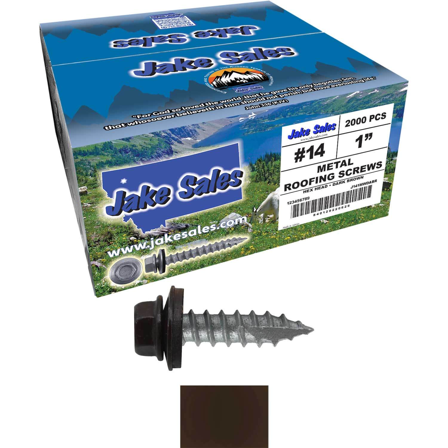 #14 x 1"  Metal ROOFING SCREWS - Hex Washer Head - Self starting/self tapping - EPDM washer. Colored head. - Image 62
