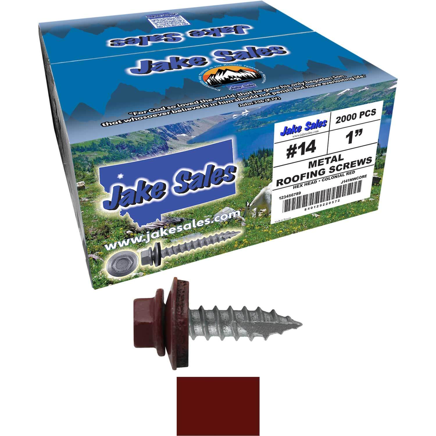 #14 x 1"  Metal ROOFING SCREWS - Hex Washer Head - Self starting/self tapping - EPDM washer. Colored head. - Image 66