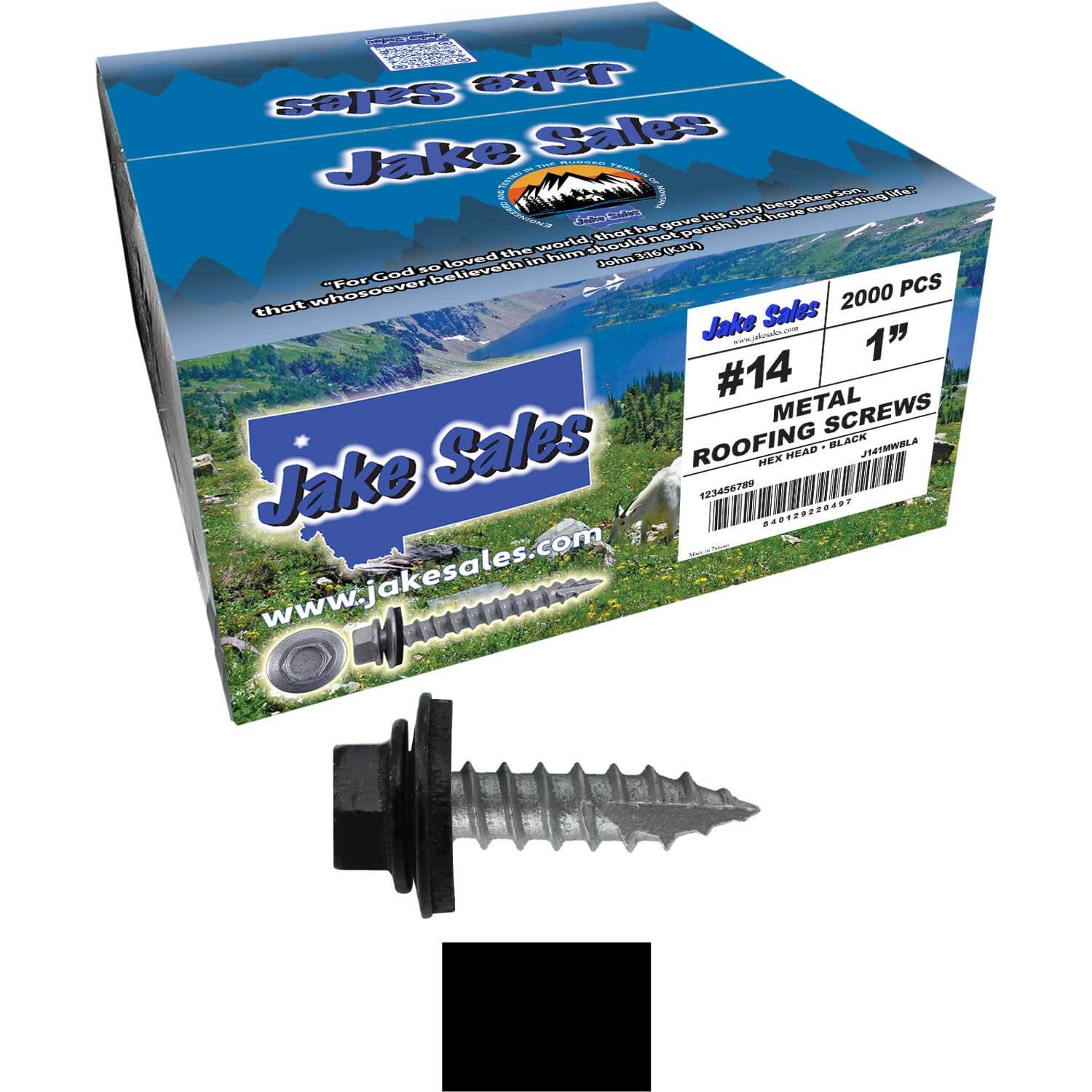 #14 x 1"  Metal ROOFING SCREWS - Hex Washer Head - Self starting/self tapping - EPDM washer. Colored head. - Image 74