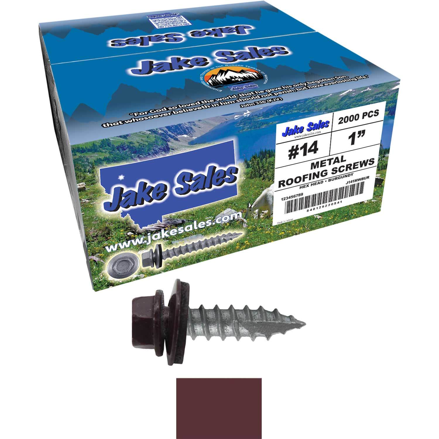 #14 x 1"  Metal ROOFING SCREWS - Hex Washer Head - Self starting/self tapping - EPDM washer. Colored head. - Image 88