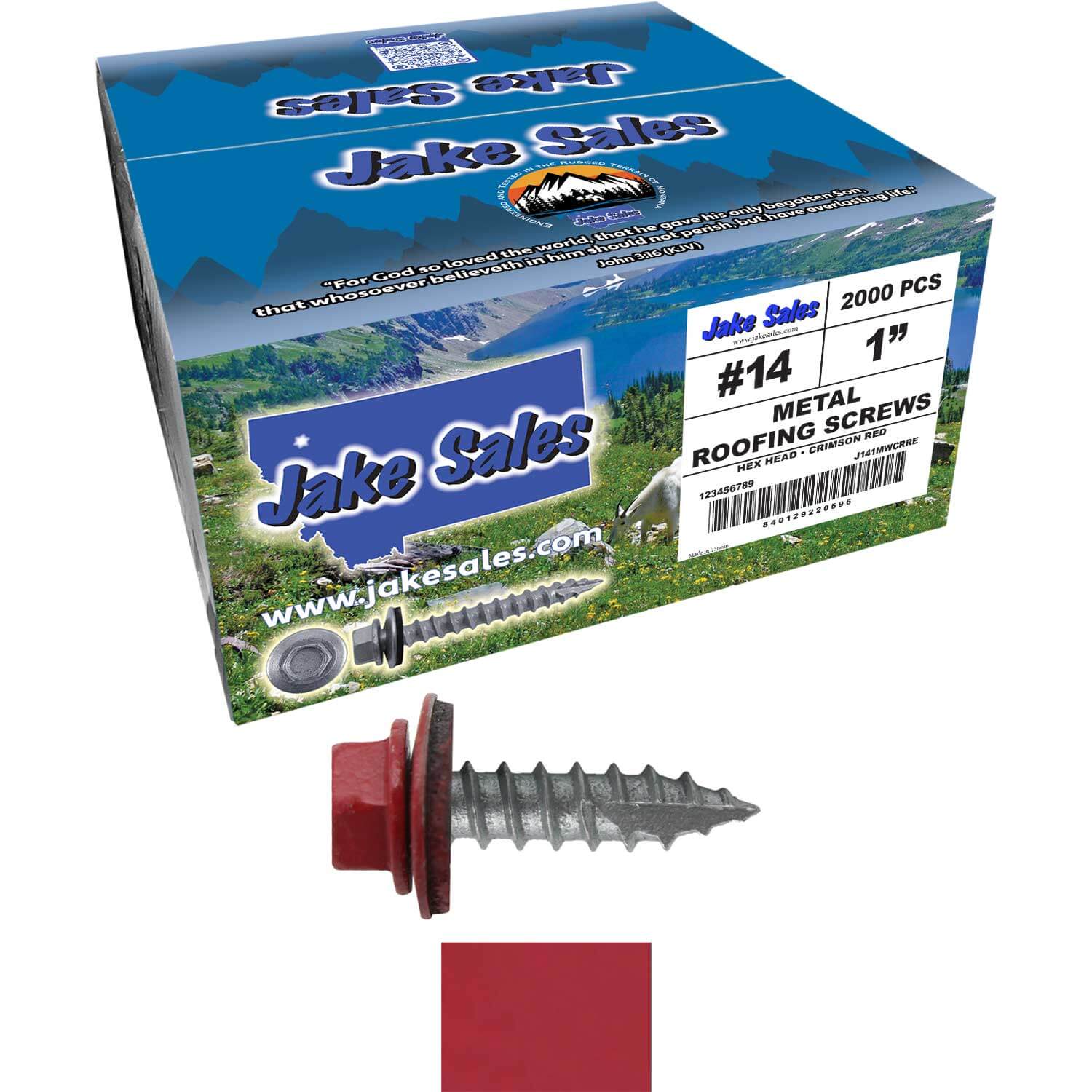 #14 x 1"  Metal ROOFING SCREWS - Hex Washer Head - Self starting/self tapping - EPDM washer. Colored head. - Image 93