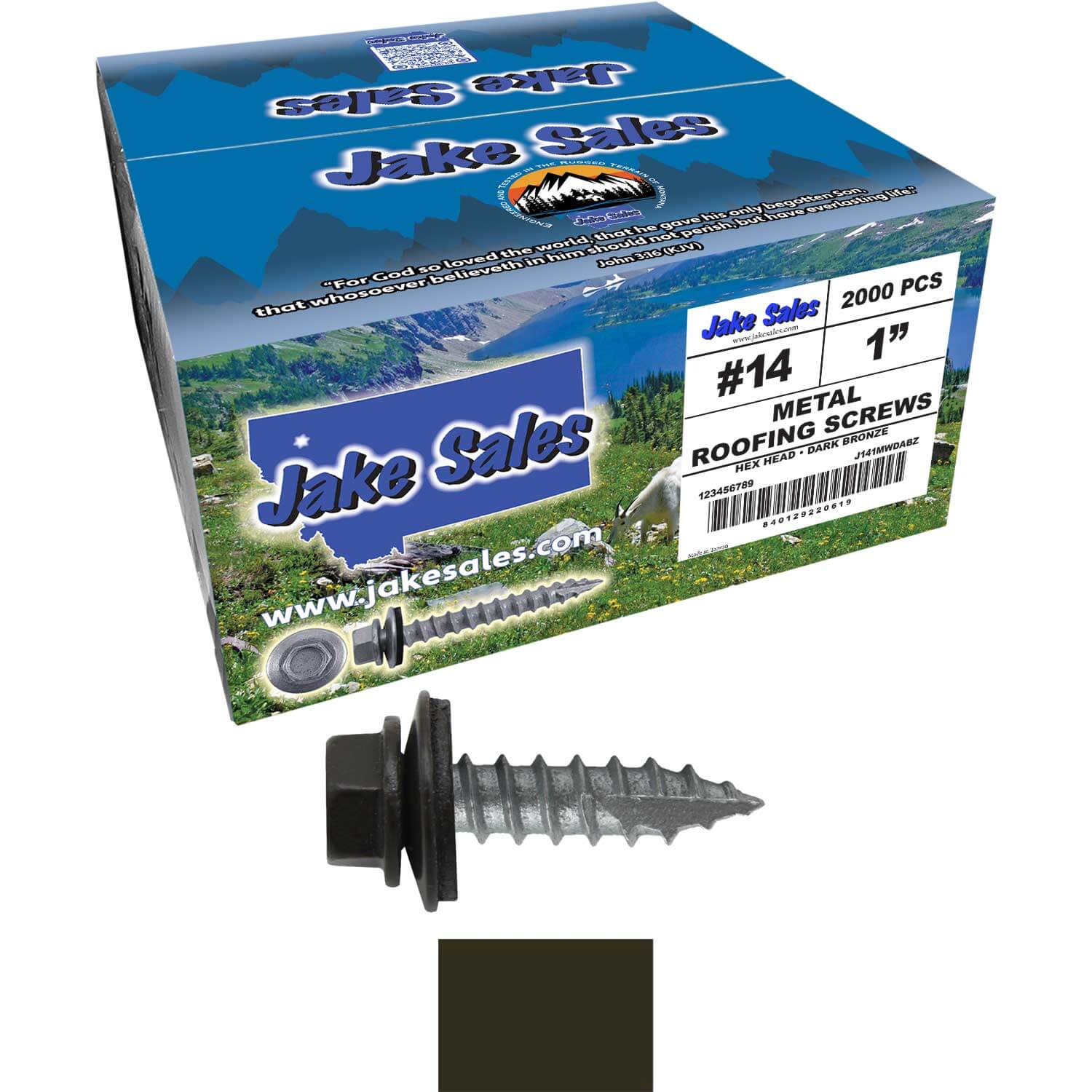 #14 x 1"  Metal ROOFING SCREWS - Hex Washer Head - Self starting/self tapping - EPDM washer. Colored head. - Image 94