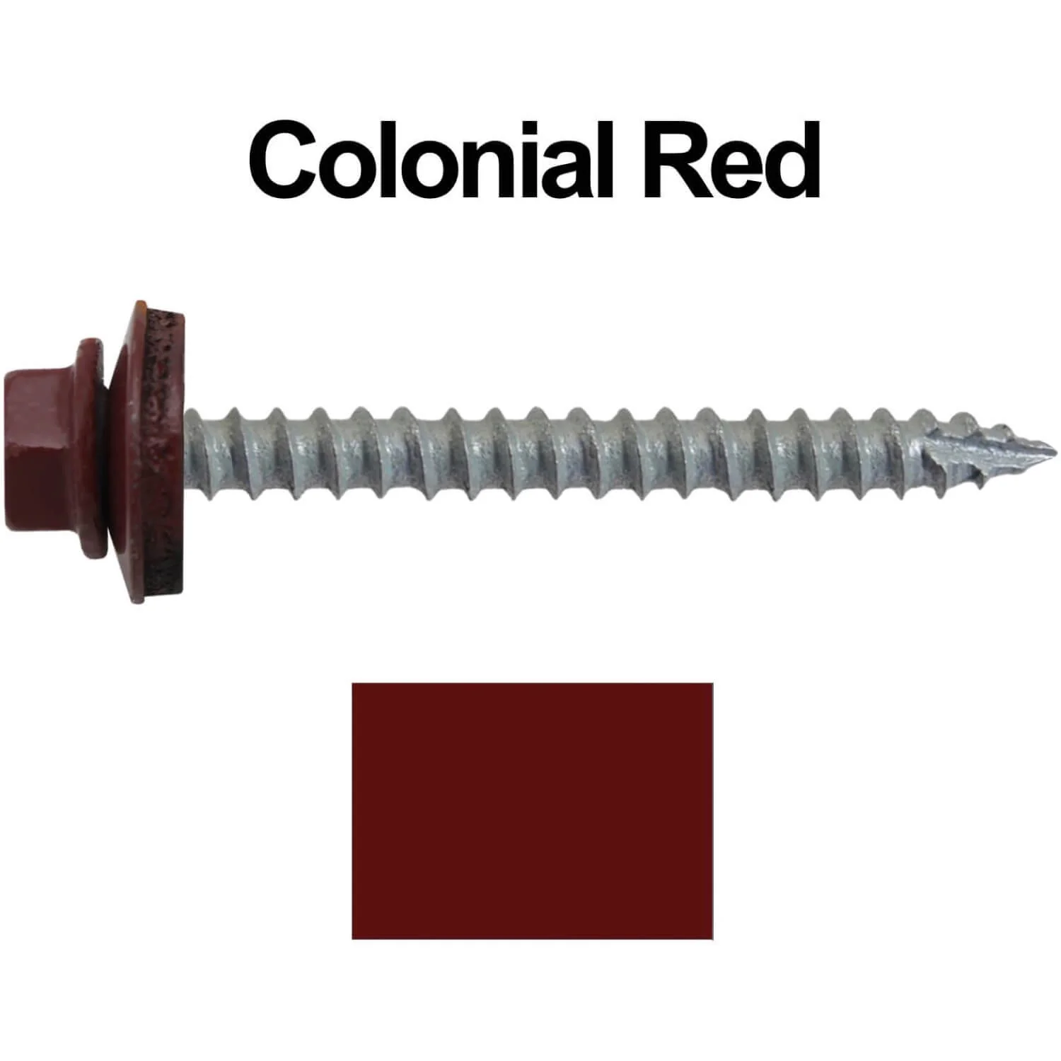 #14 x 2-1/2" Metal ROOFING SCREWS - Hex Washer Head - Self starting/self tapping - EPDM washer. Colored head. - Image 10