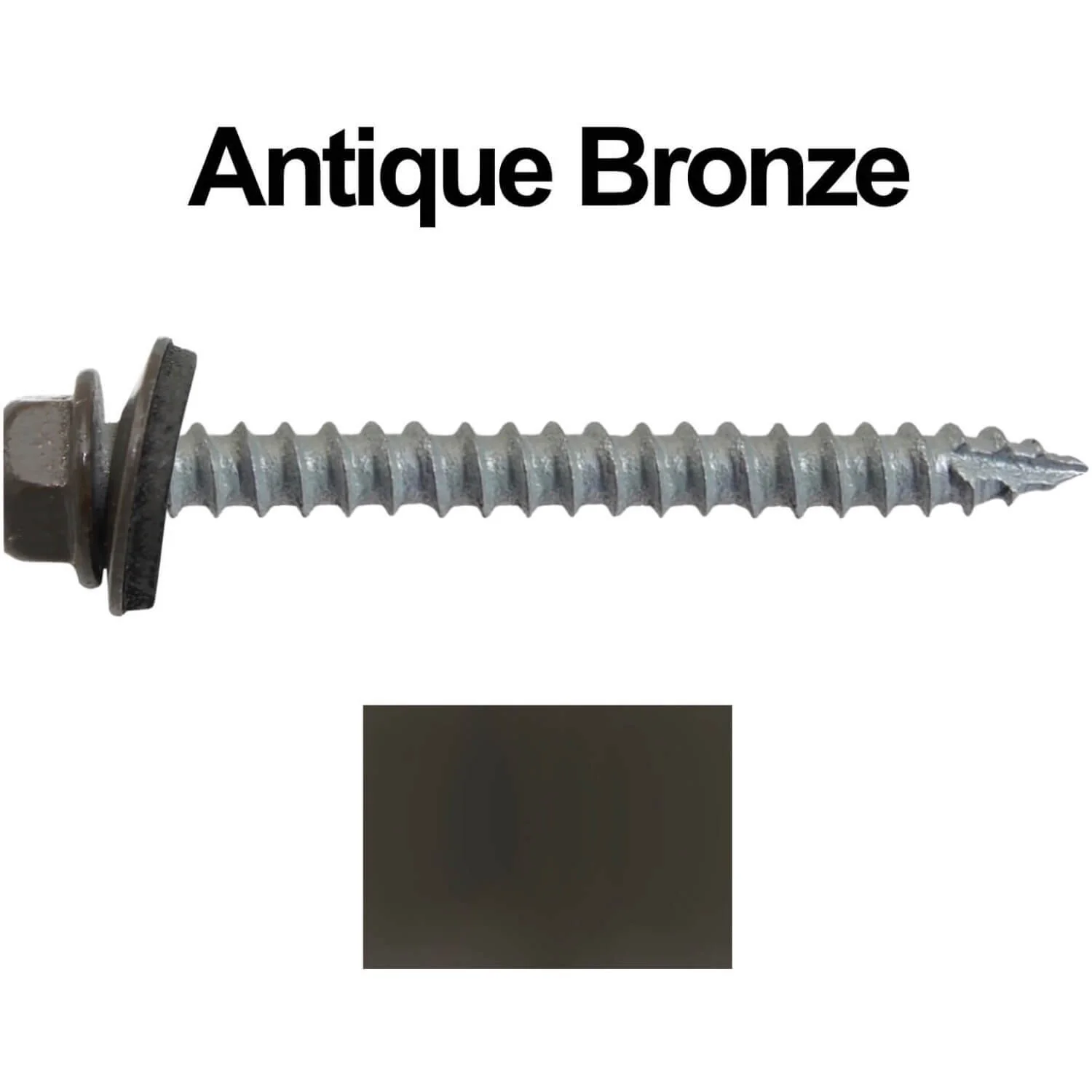 #14 x 2-1/2" Metal ROOFING SCREWS - Hex Washer Head - Self starting/self tapping - EPDM washer. Colored head. - Image 118
