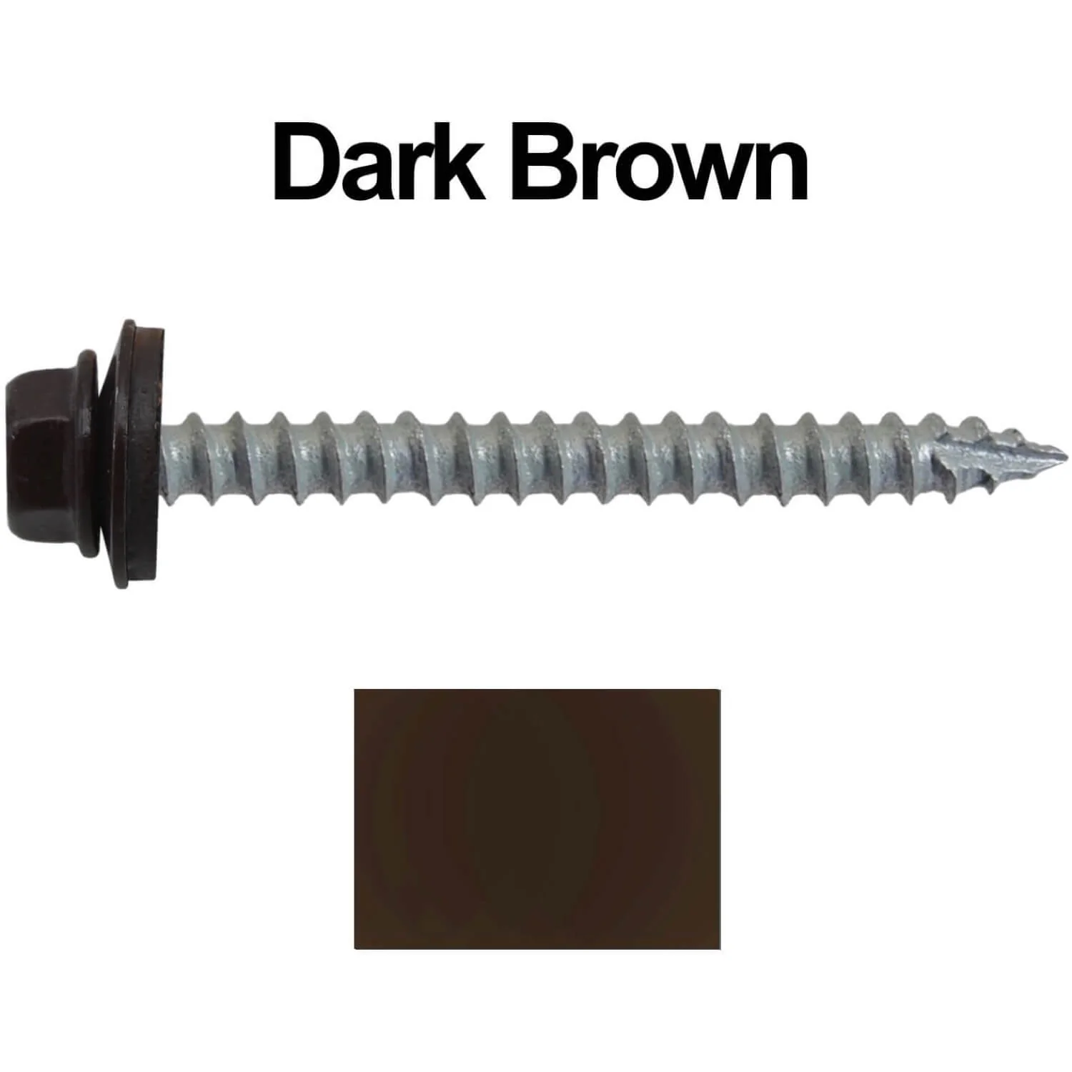 #14 x 2-1/2" Metal ROOFING SCREWS - Hex Washer Head - Self starting/self tapping - EPDM washer. Colored head. - Image 15