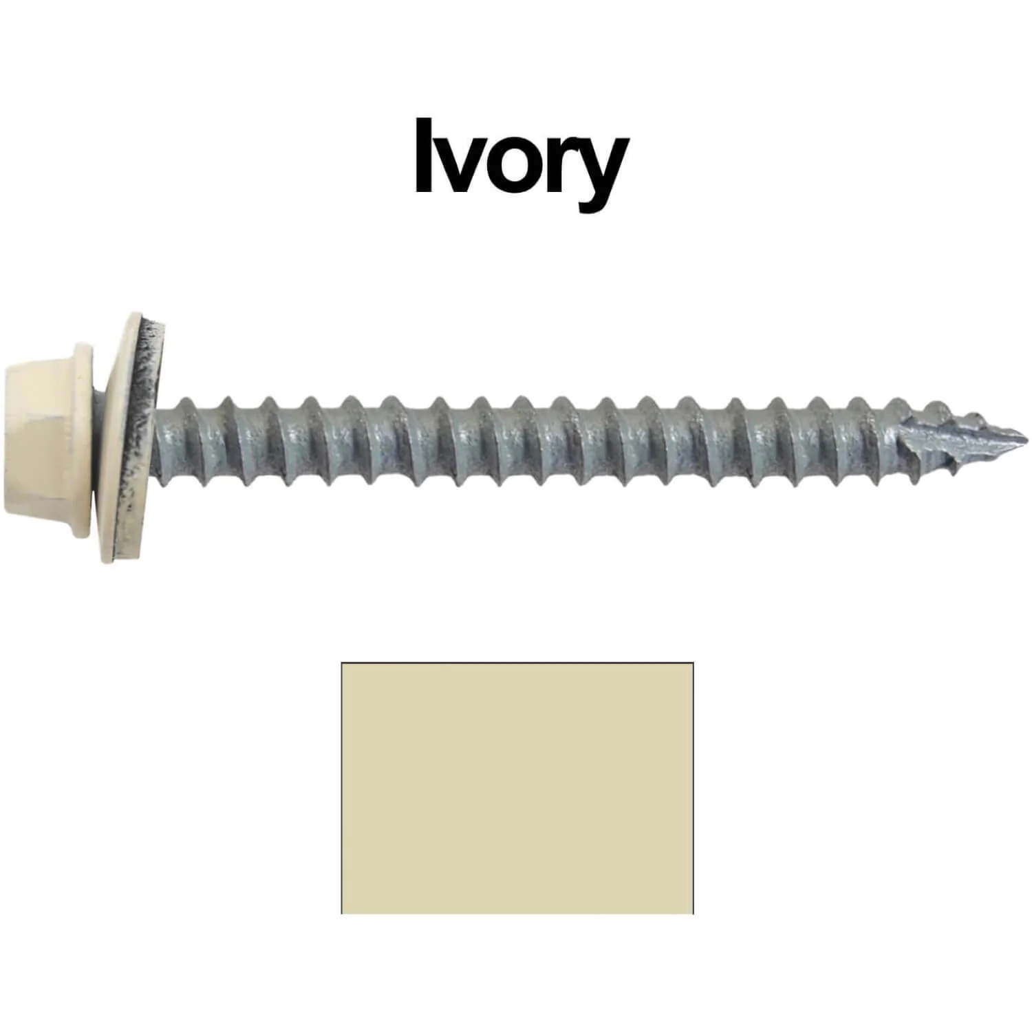 #14 x 2-1/2" Metal ROOFING SCREWS - Hex Washer Head - Self starting/self tapping - EPDM washer. Colored head. - Image 23