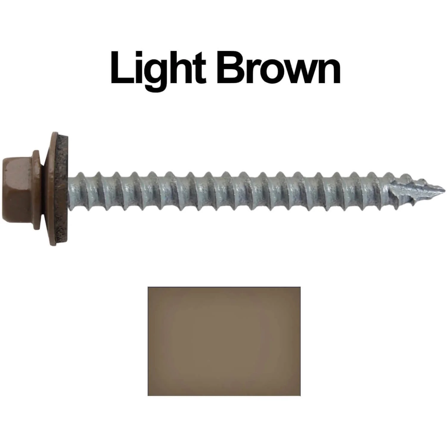 #14 x 2-1/2" Metal ROOFING SCREWS - Hex Washer Head - Self starting/self tapping - EPDM washer. Colored head. - Image 25