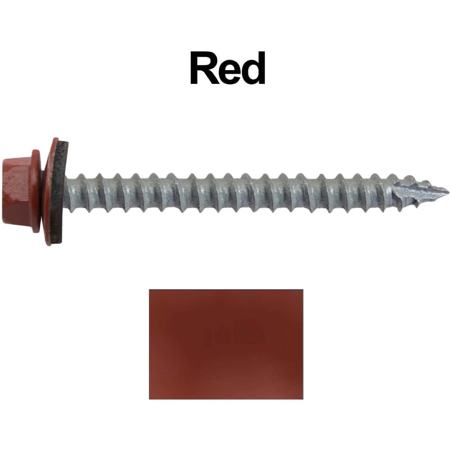 #14 x 2-1/2" Metal ROOFING SCREWS - Hex Washer Head - Self starting/self tapping - EPDM washer. Colored head. - Image 33