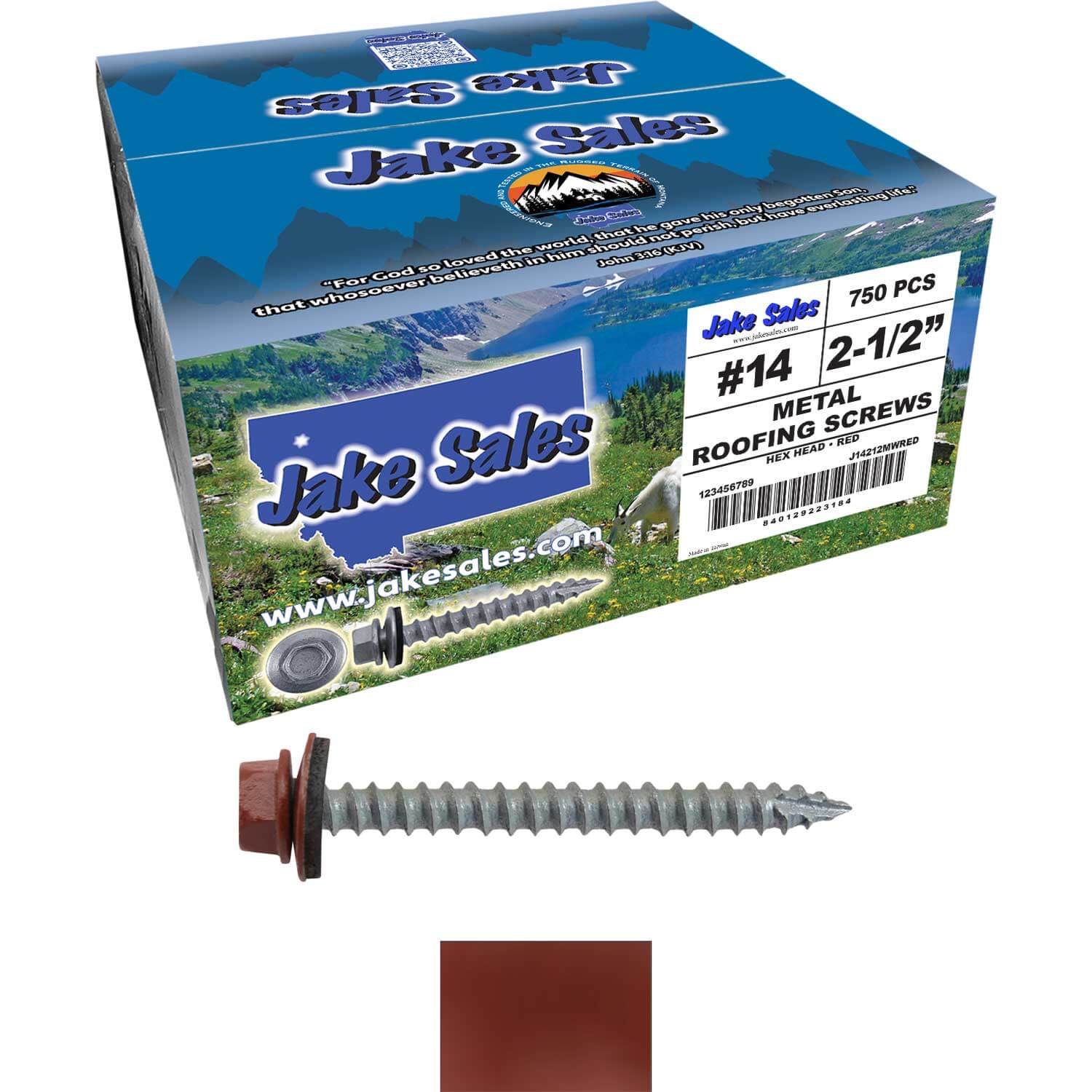#14 x 2-1/2" Metal ROOFING SCREWS - Hex Washer Head - Self starting/self tapping - EPDM washer. Colored head. - Image 71
