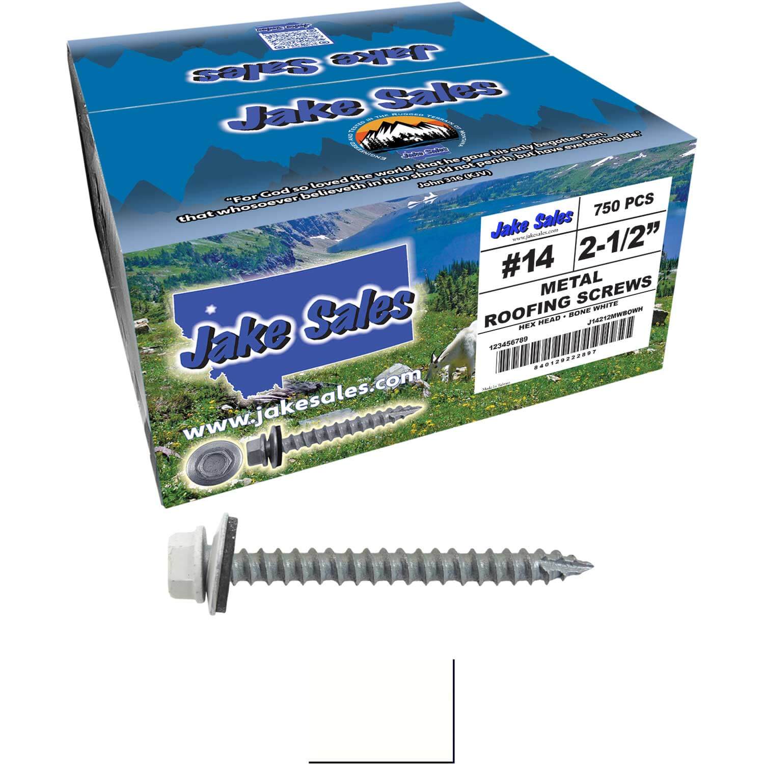 #14 x 2-1/2" Metal ROOFING SCREWS - Hex Washer Head - Self starting/self tapping - EPDM washer. Colored head. - Image 81