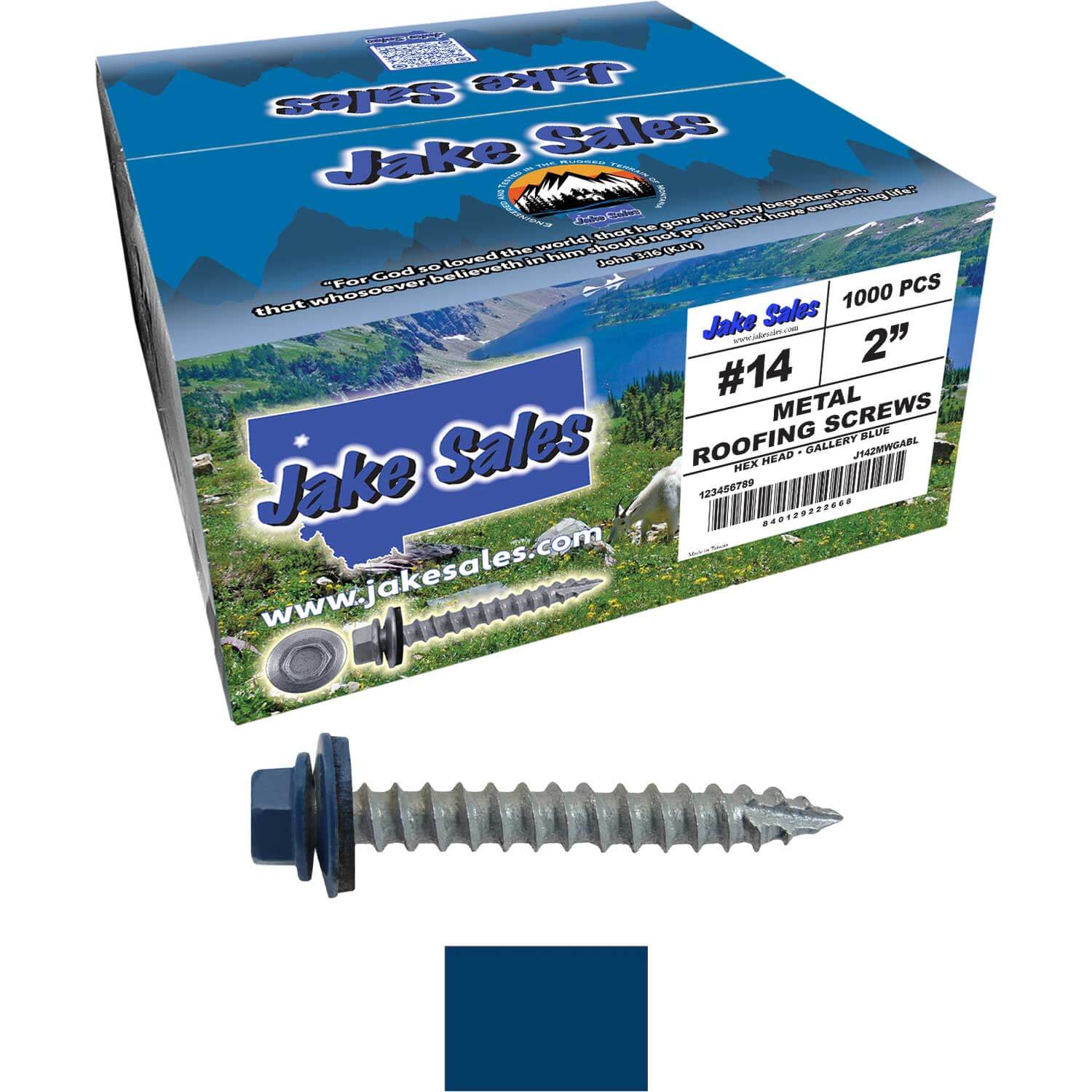#14 x 2" Metal ROOFING SCREWS - Hex Washer Head - Self starting/self tapping - EPDM washer. Colored head. - Image 101