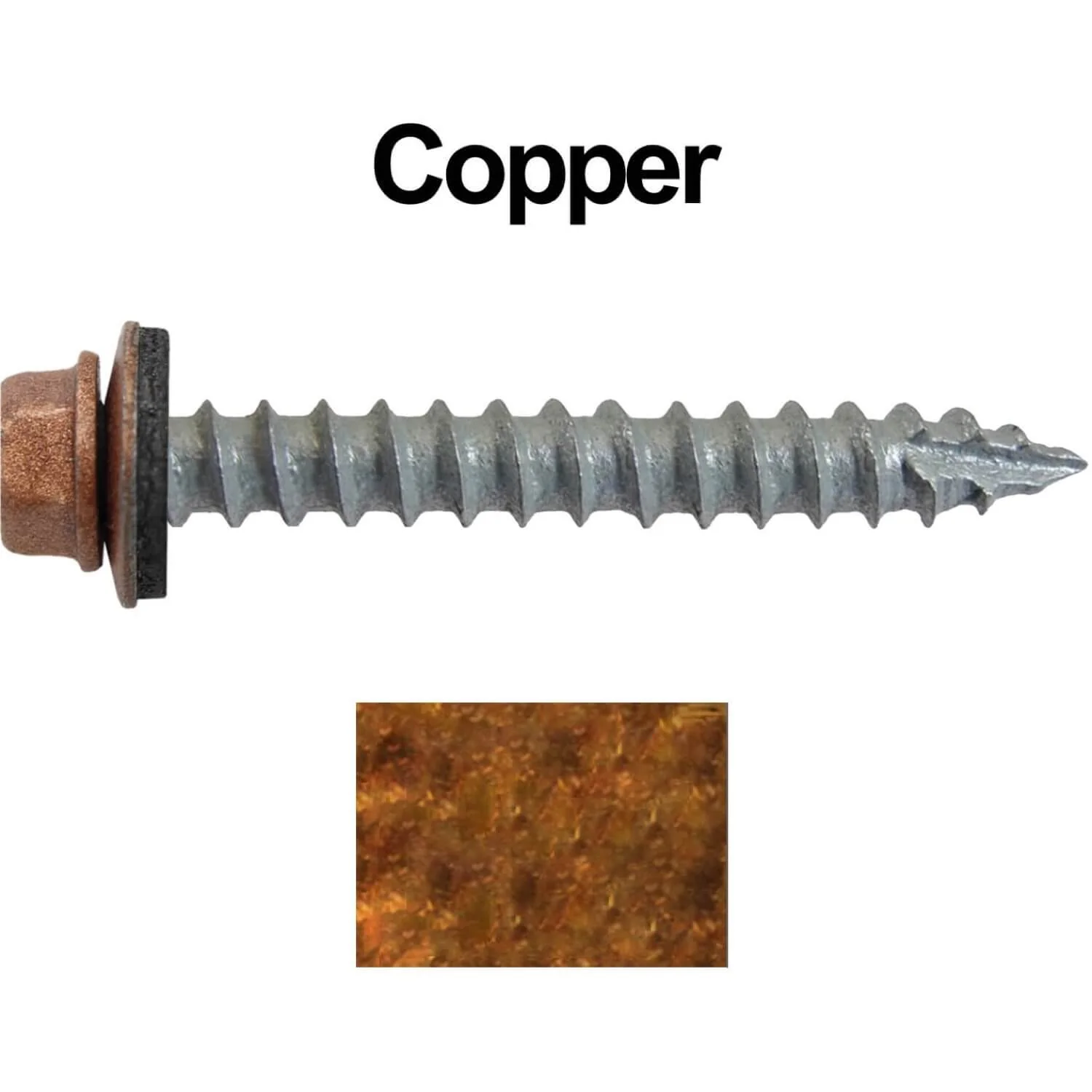 #14 x 2" Metal ROOFING SCREWS - Hex Washer Head - Self starting/self tapping - EPDM washer. Colored head. - Image 137