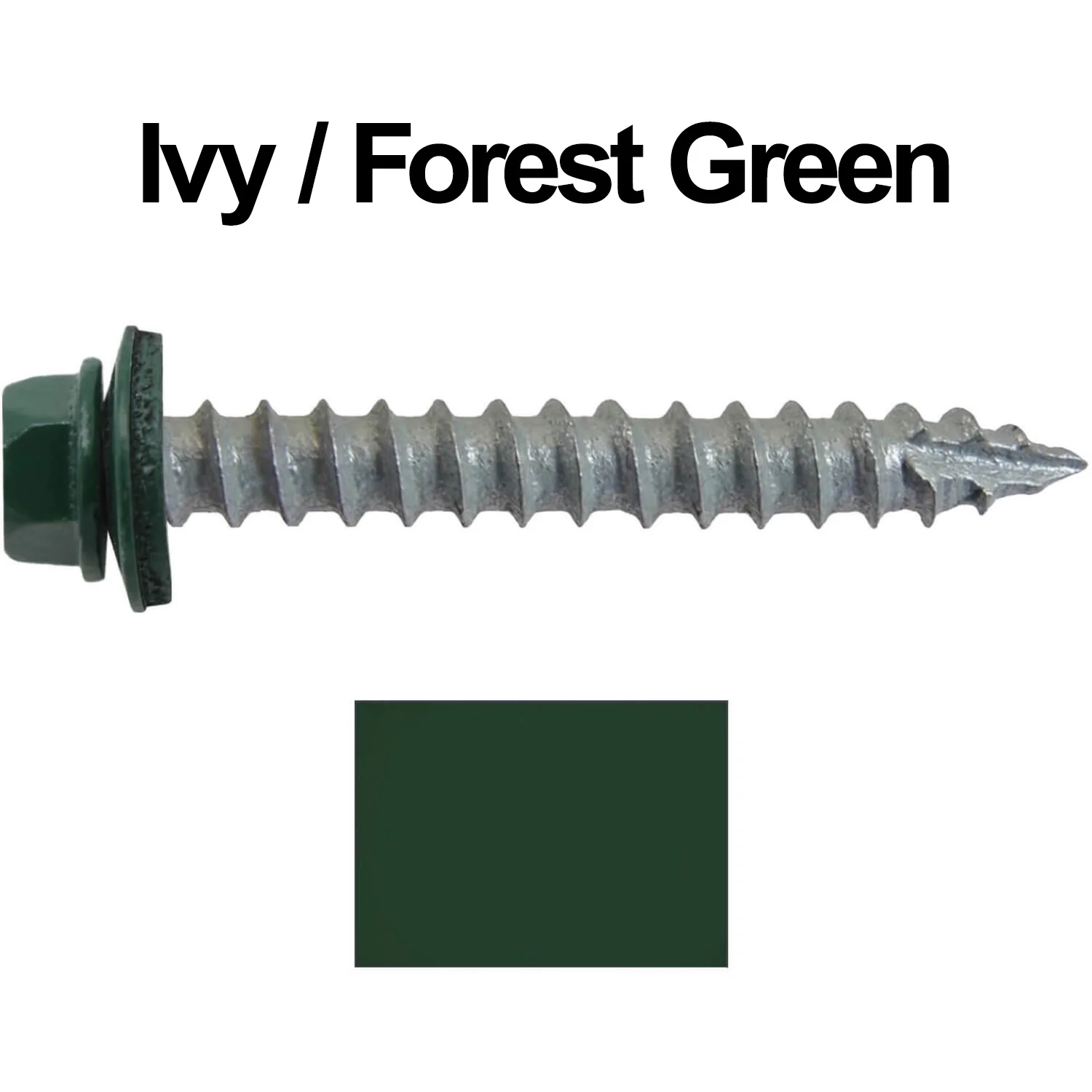 #14 x 2" Metal ROOFING SCREWS - Hex Washer Head - Self starting/self tapping - EPDM washer. Colored head. - Image 144