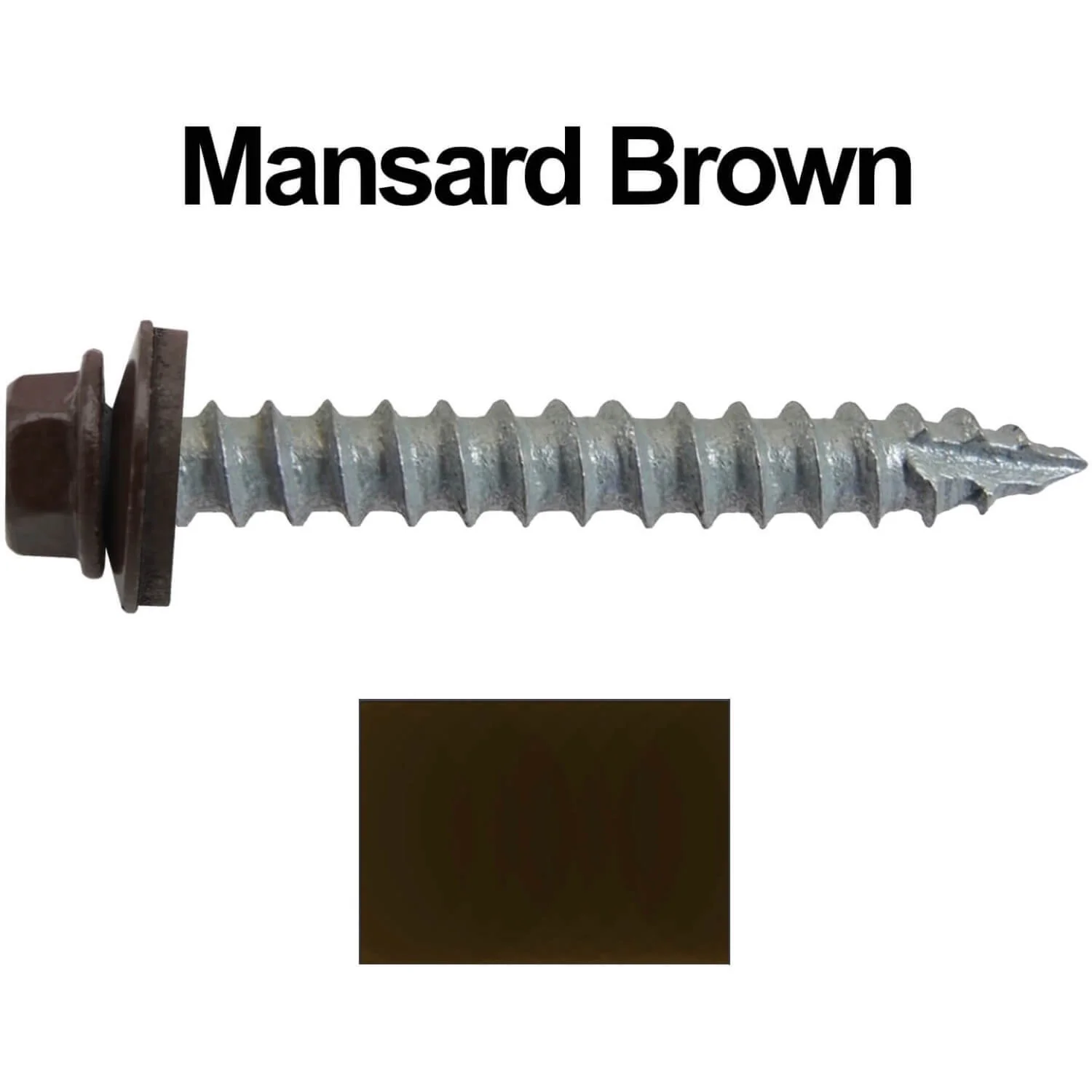 #14 x 2" Metal ROOFING SCREWS - Hex Washer Head - Self starting/self tapping - EPDM washer. Colored head. - Image 151