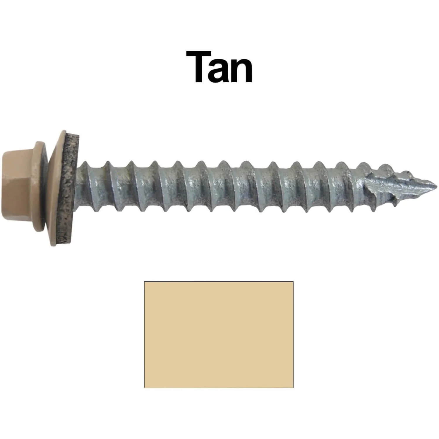 #14 x 2" Metal ROOFING SCREWS - Hex Washer Head - Self starting/self tapping - EPDM washer. Colored head. - Image 160
