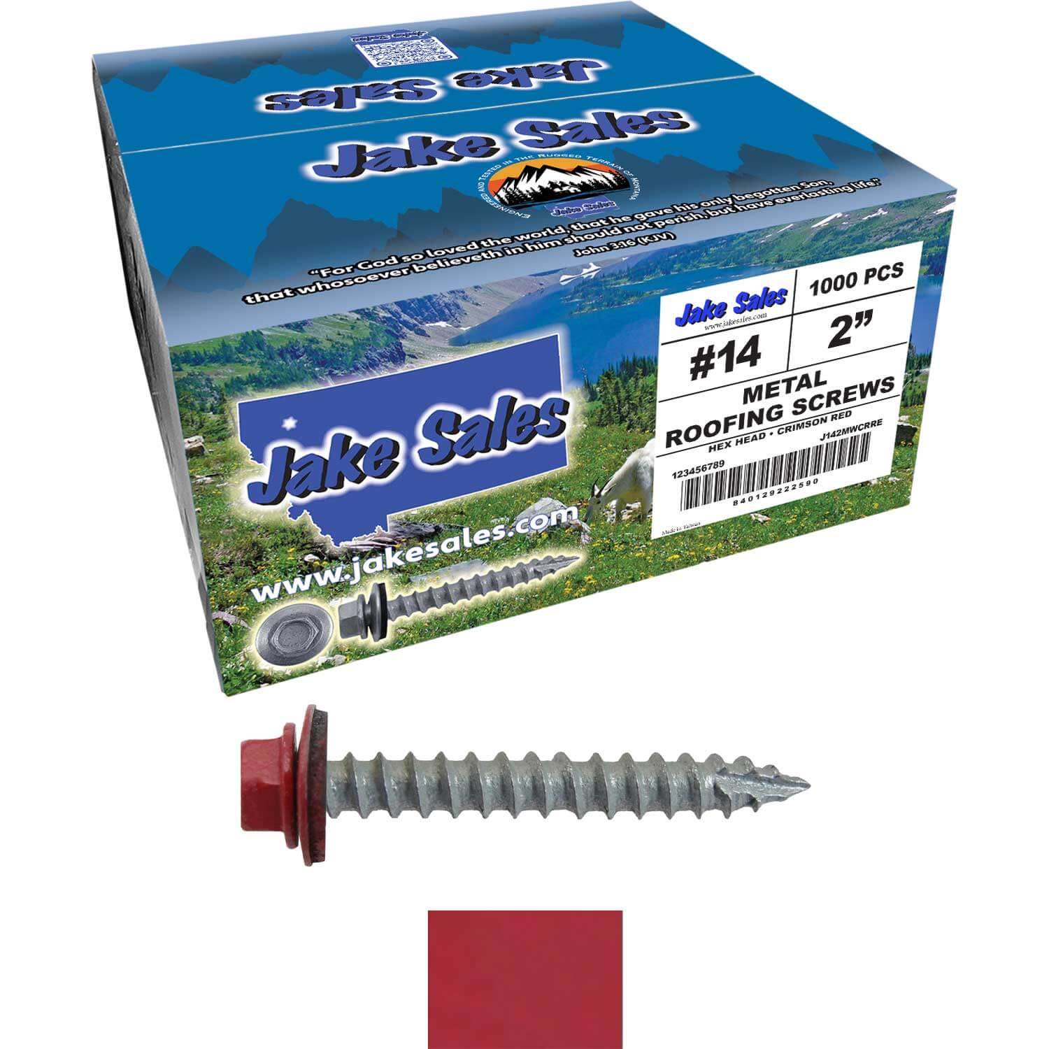 #14 x 2" Metal ROOFING SCREWS - Hex Washer Head - Self starting/self tapping - EPDM washer. Colored head. - Image 191