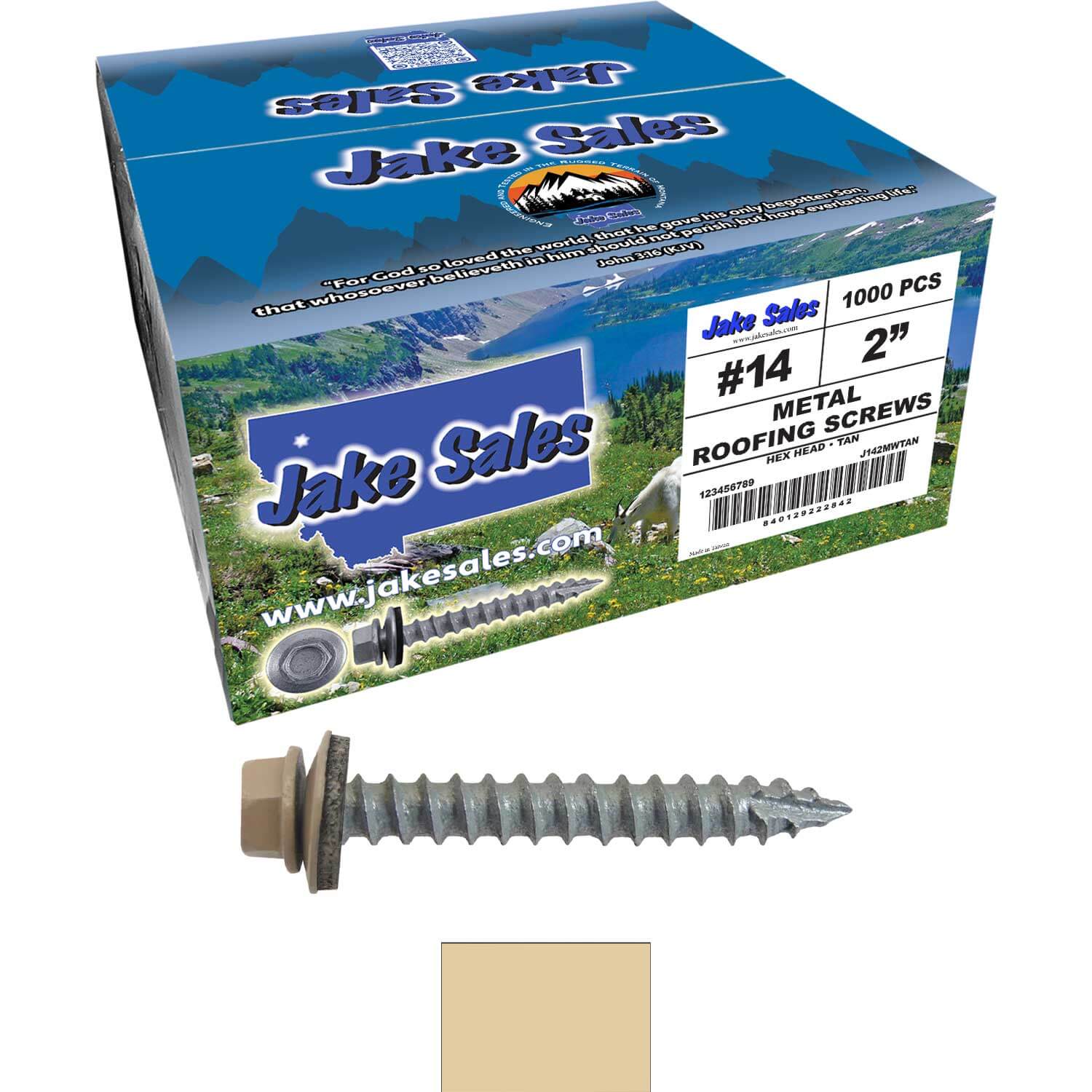 #14 x 2" Metal ROOFING SCREWS - Hex Washer Head - Self starting/self tapping - EPDM washer. Colored head. - Image 207