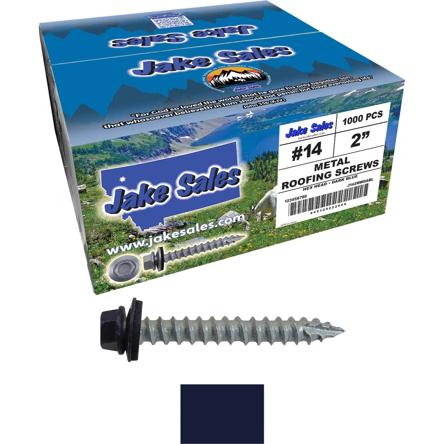 #14 x 2" Metal ROOFING SCREWS - Hex Washer Head - Self starting/self tapping - EPDM washer. Colored head. - Image 231