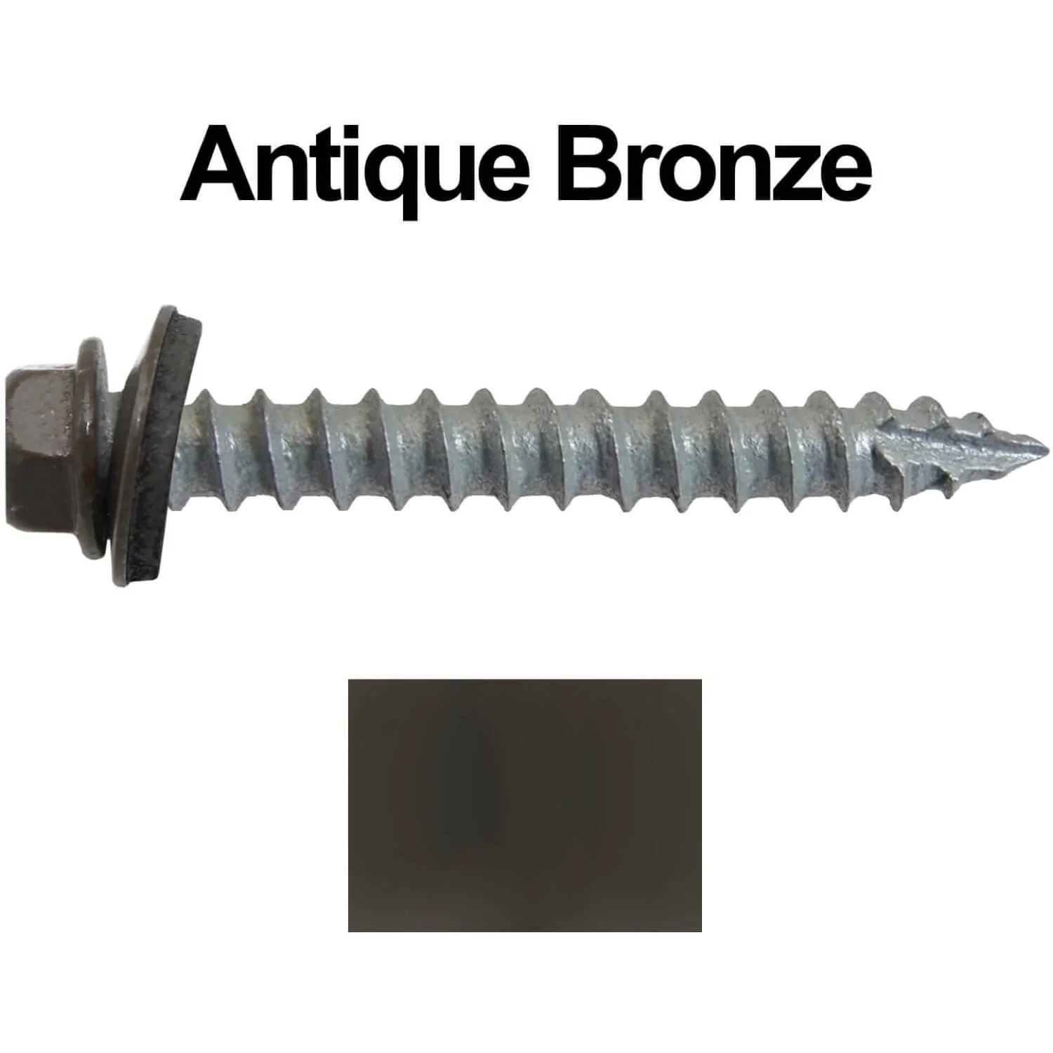 #14 x 2" Metal ROOFING SCREWS - Hex Washer Head - Self starting/self tapping - EPDM washer. Colored head. - Image 5