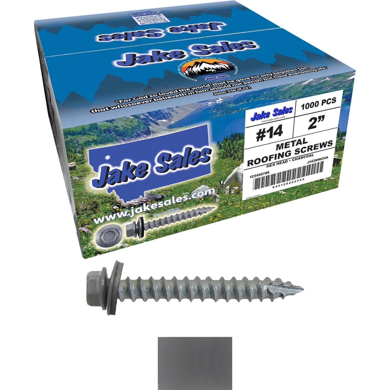 #14 x 2" Metal ROOFING SCREWS - Hex Washer Head - Self starting/self tapping - EPDM washer. Colored head. - Image 71