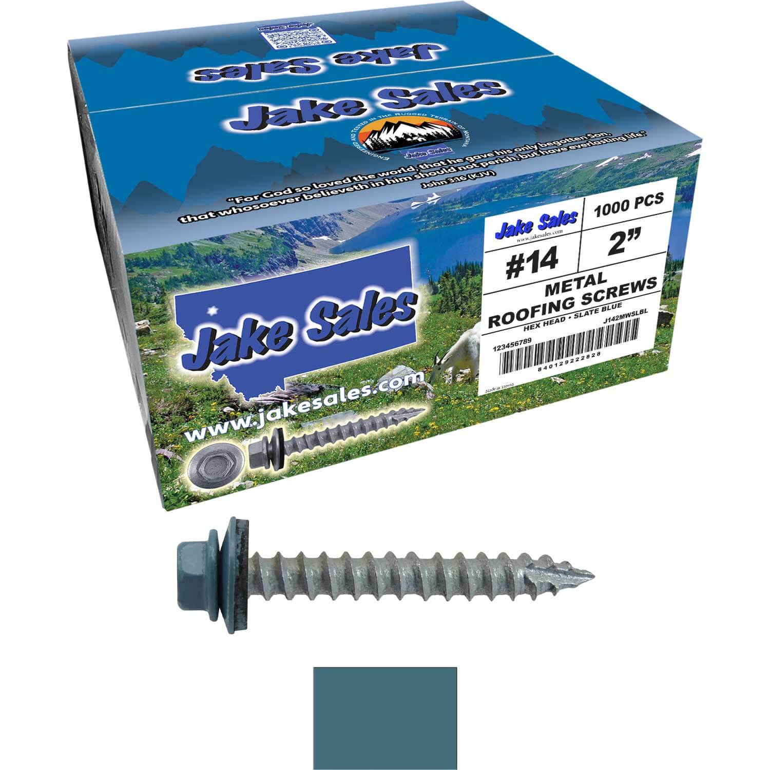 #14 x 2" Metal ROOFING SCREWS - Hex Washer Head - Self starting/self tapping - EPDM washer. Colored head. - Image 85