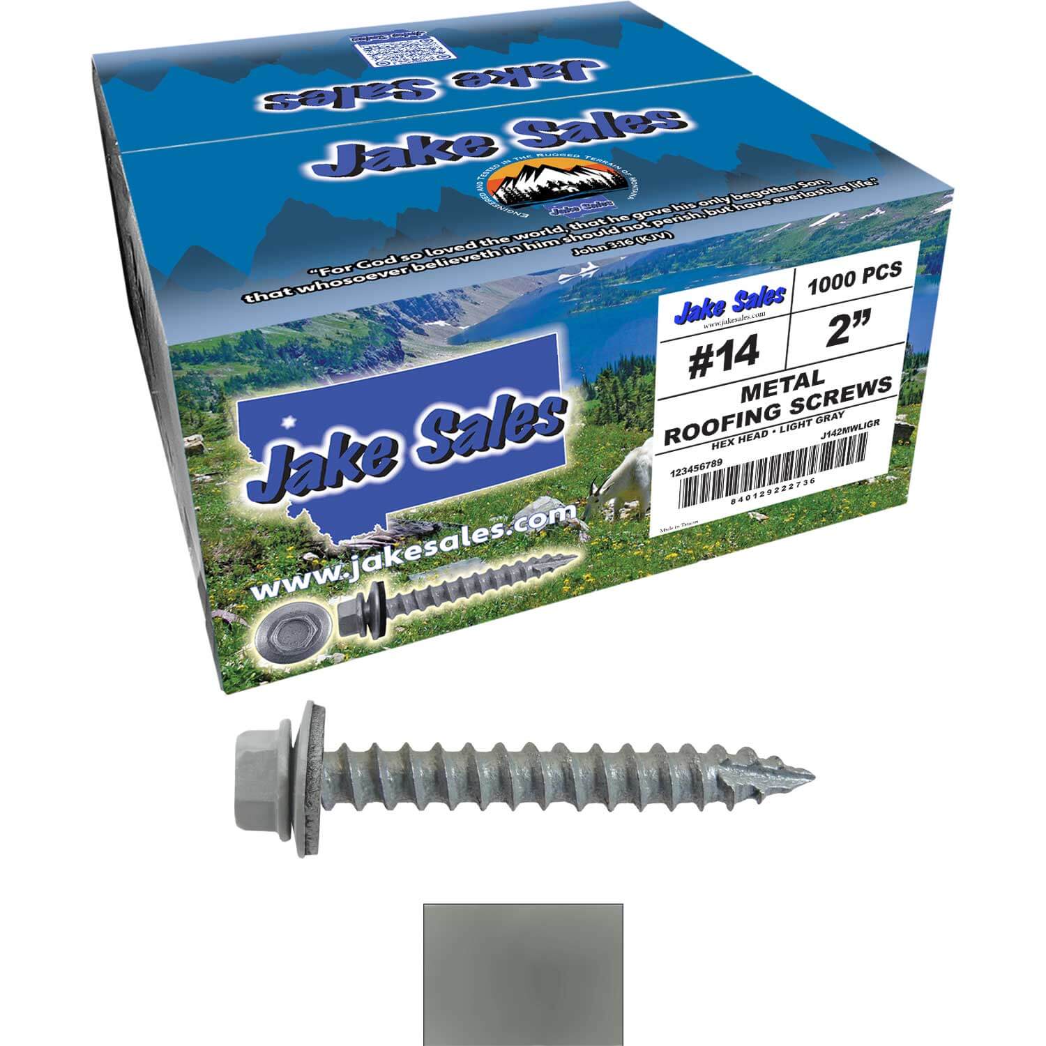 #14 x 2" Metal ROOFING SCREWS - Hex Washer Head - Self starting/self tapping - EPDM washer. Colored head. - Image 94