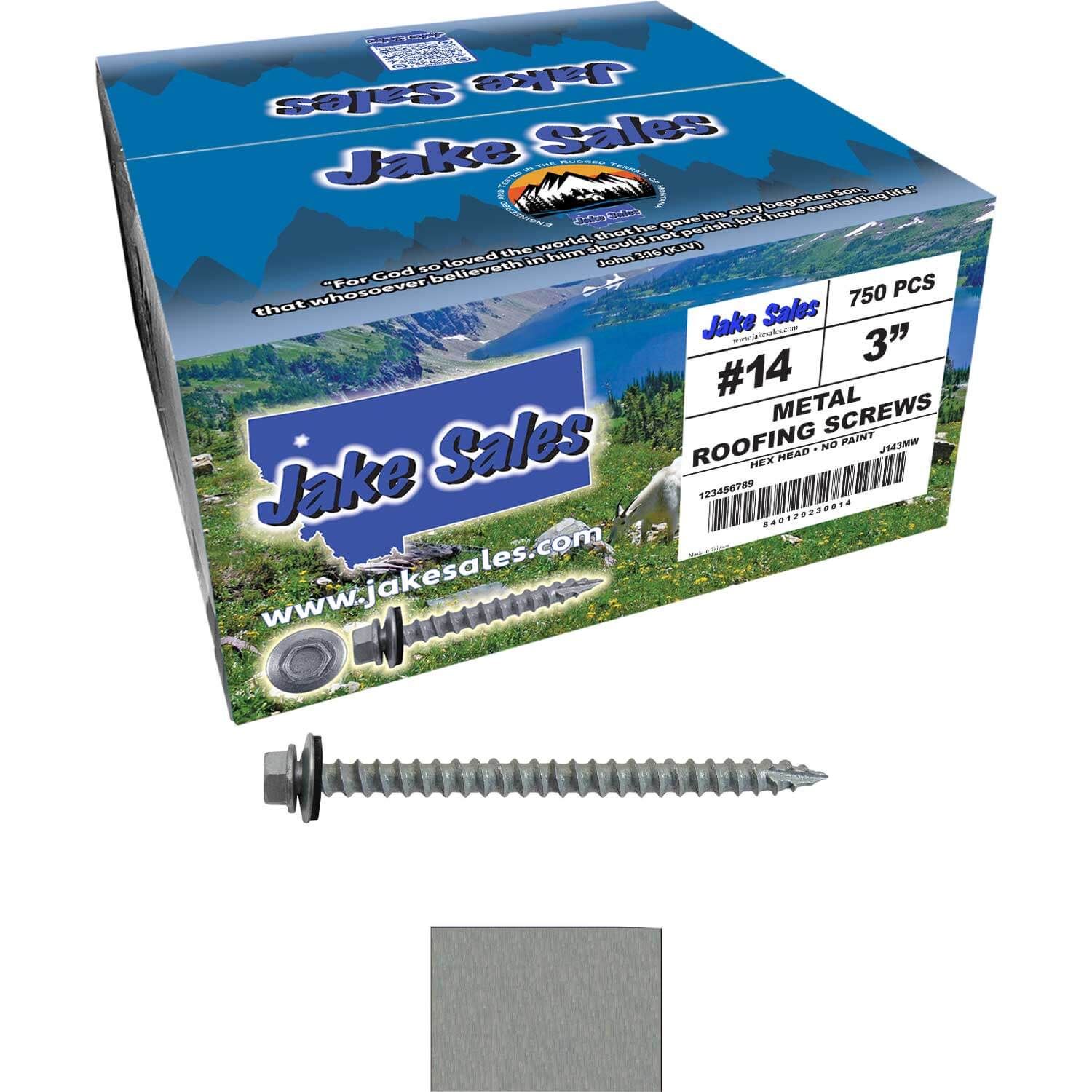 #14 x 3" Metal ROOFING SCREWS - Hex Washer Head - Self starting/self tapping - EPDM washer. Colored head. - Image 11