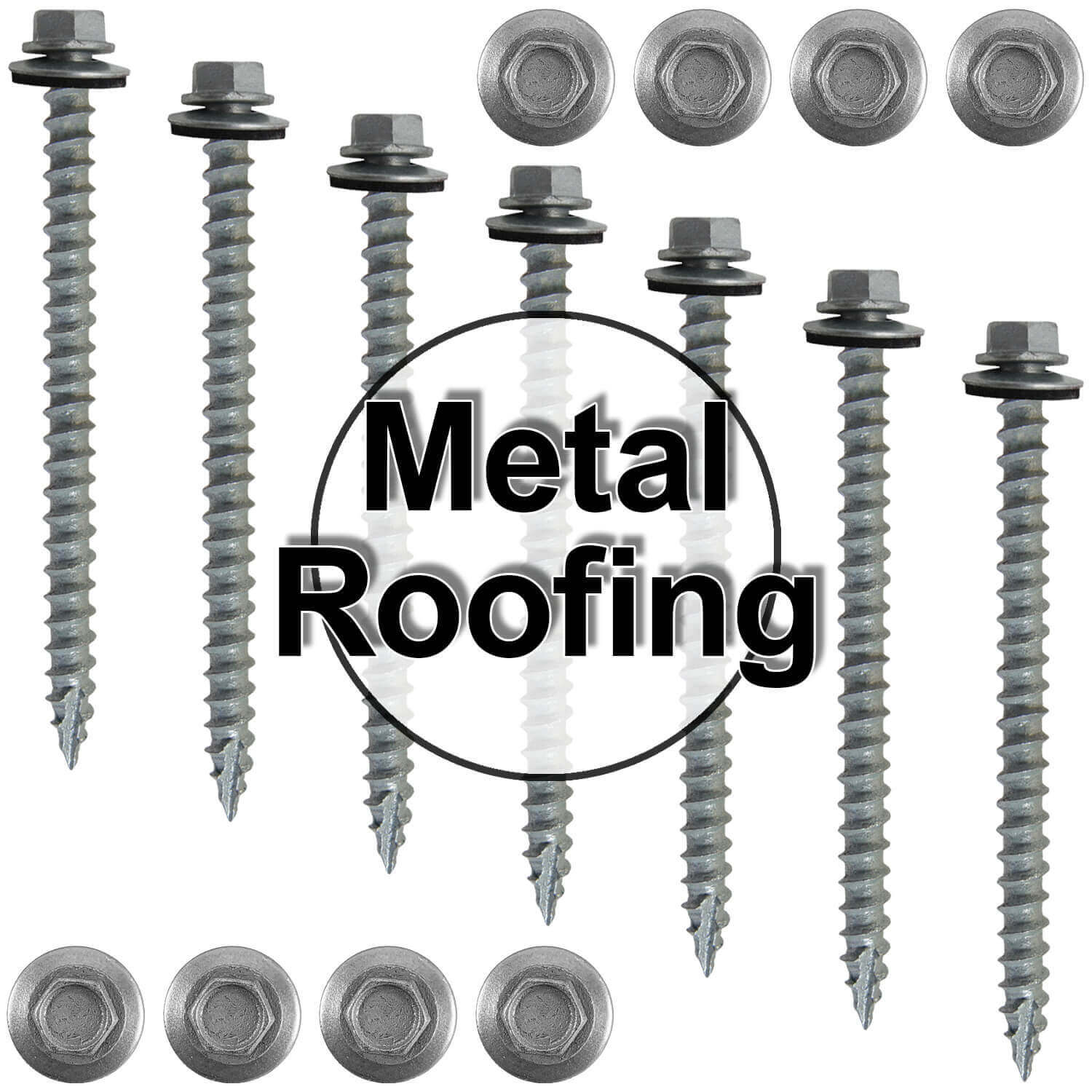 #14 x 3" Metal ROOFING SCREWS - Hex Washer Head - Self starting/self tapping - EPDM washer. Colored head. - Image 13