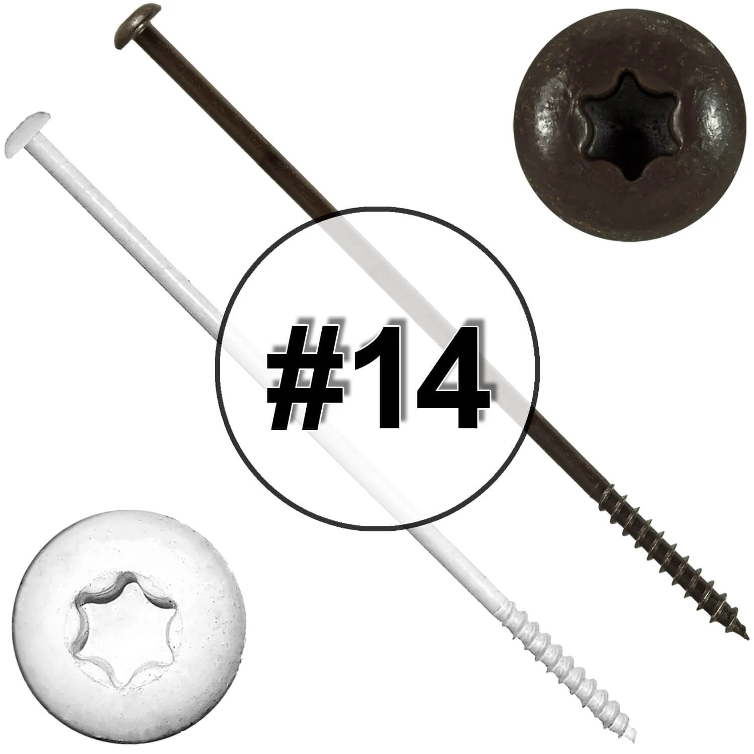 #14 x 7" Ceramic Coated Torx/Star Drive Gutter Screws - For Fastening Gutters to Wood - Torx/Star T-30 Drive Head - Image 39