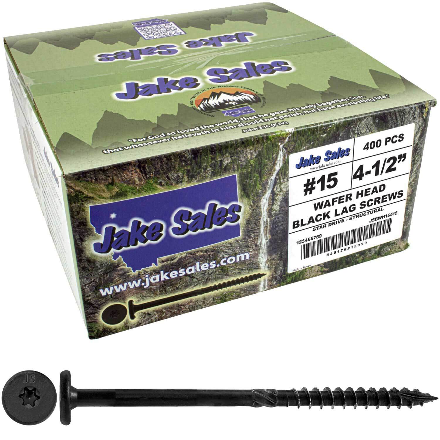 #15 Black Wafer Head Structural Lag Screws. Used for Log Construction, Timber Framing, Laminated Beams and Pole Barns Among Other Uses. T-30 Torx/Star Drive - Image 24
