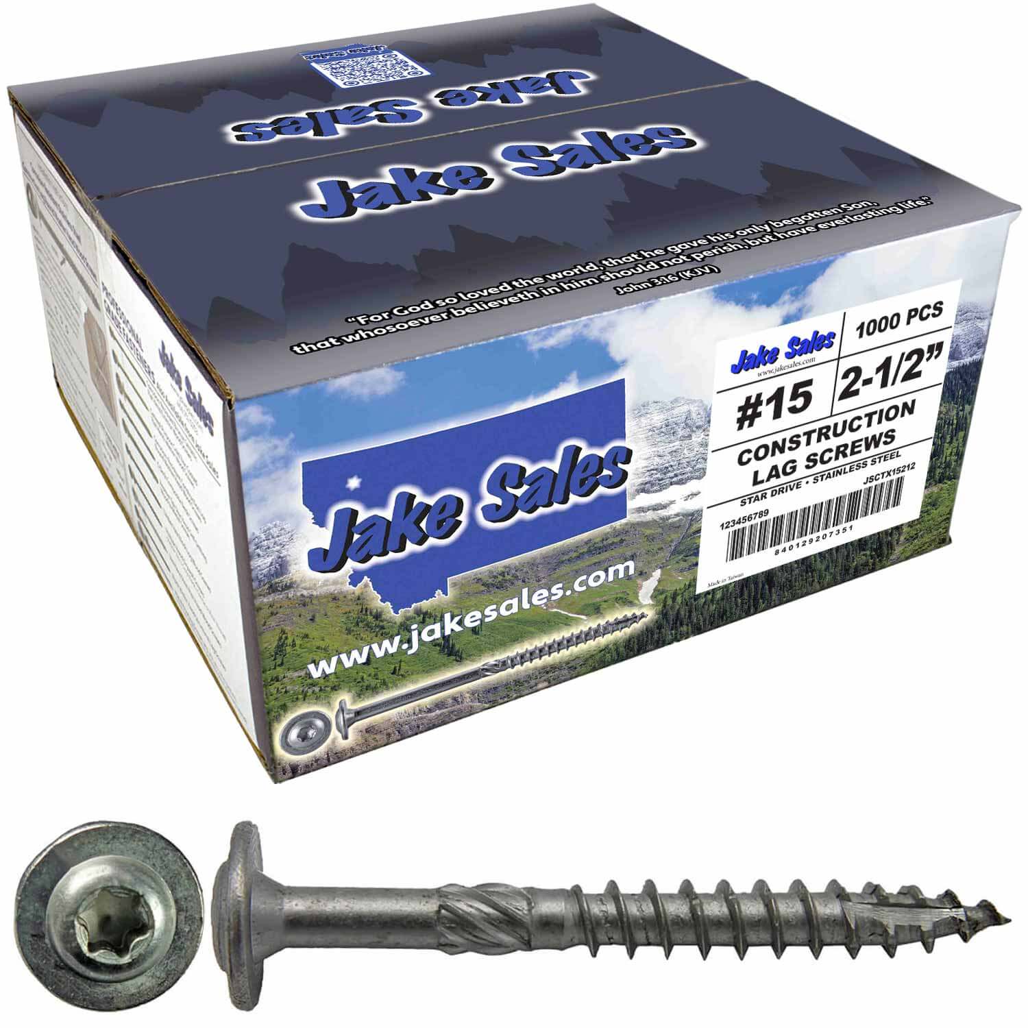 #15 Stainless Steel Construction Lag Screw  T-30 Torx/Star Drive Heavy Duty Lag Screw - Modified Truss Washer Head - Image 15