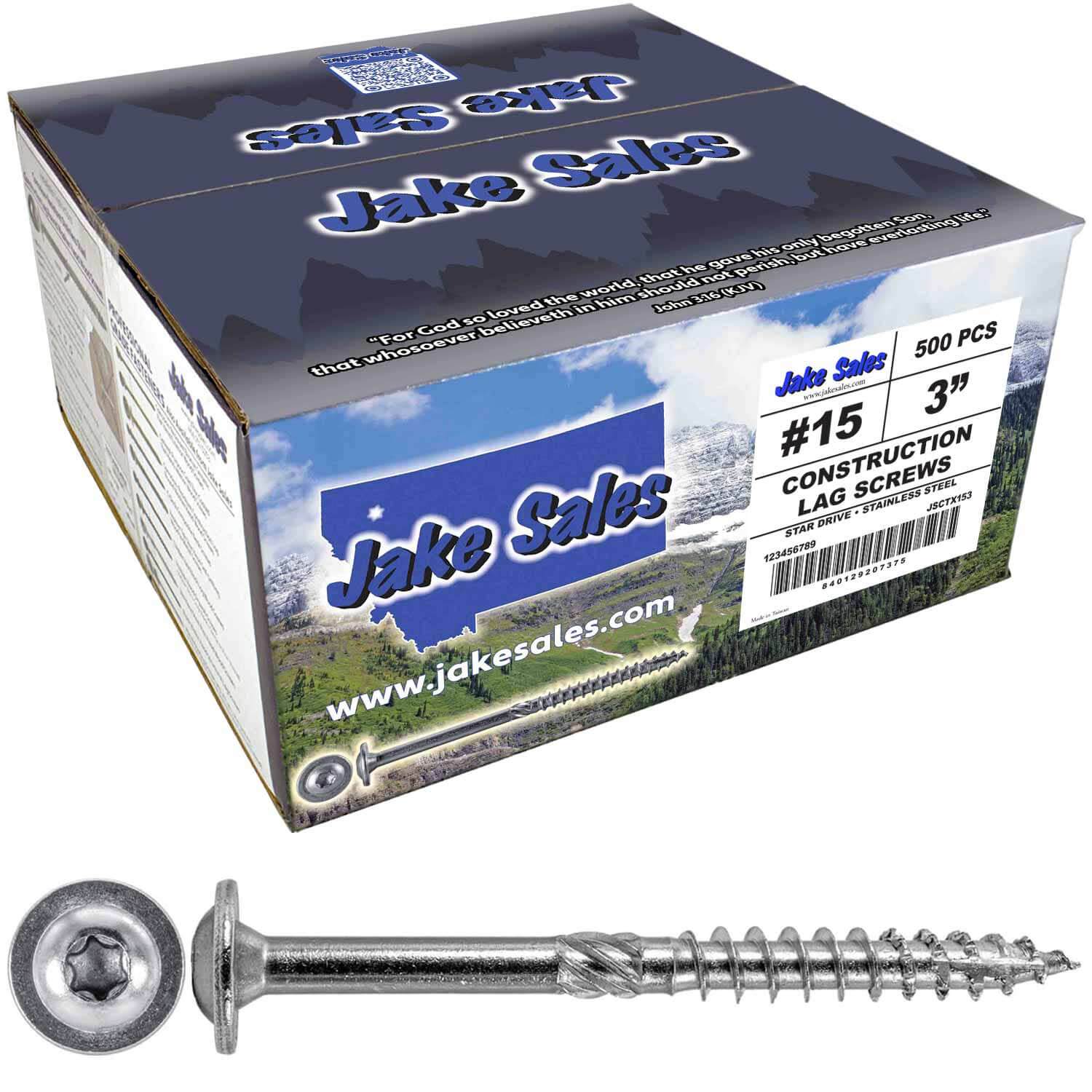 #15 Stainless Steel Construction Lag Screw  T-30 Torx/Star Drive Heavy Duty Lag Screw - Modified Truss Washer Head - Image 16