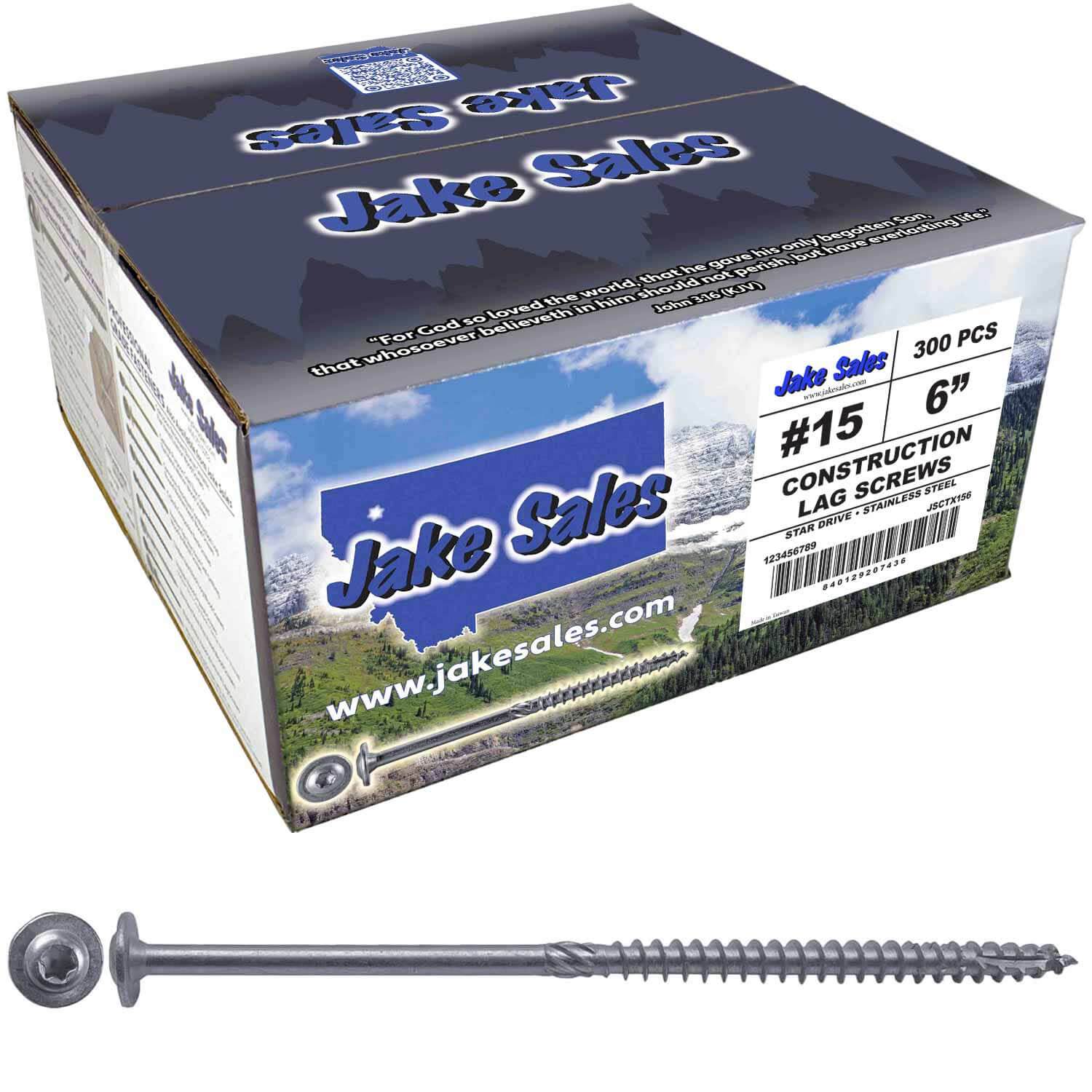 #15 Stainless Steel Construction Lag Screw  T-30 Torx/Star Drive Heavy Duty Lag Screw - Modified Truss Washer Head - Image 19