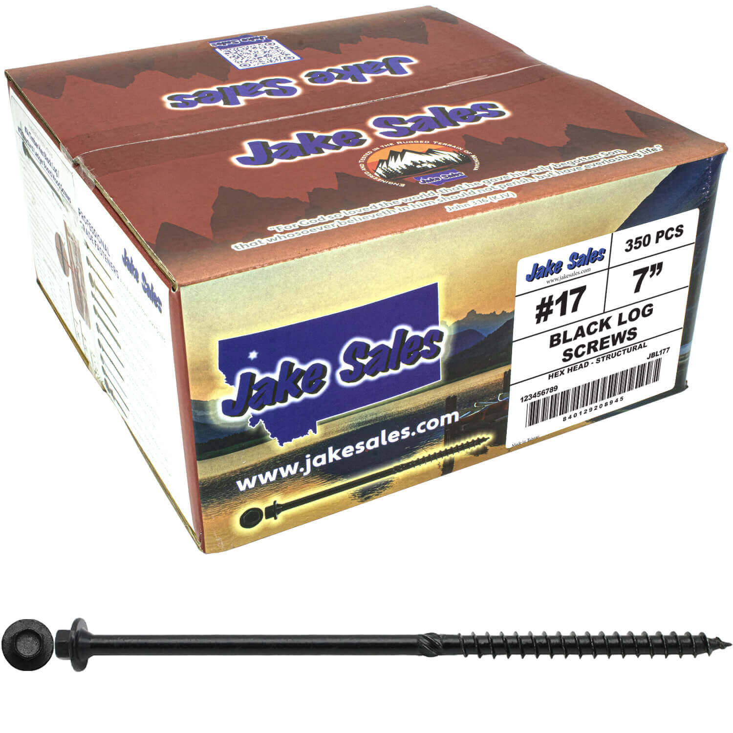 #17 Heavy-Duty Black Timber, Log & Structural Wood Screws - Exterior Coated - Use for Fastening Ledger Boards, Large Timbers, Logs and more. - Image 10