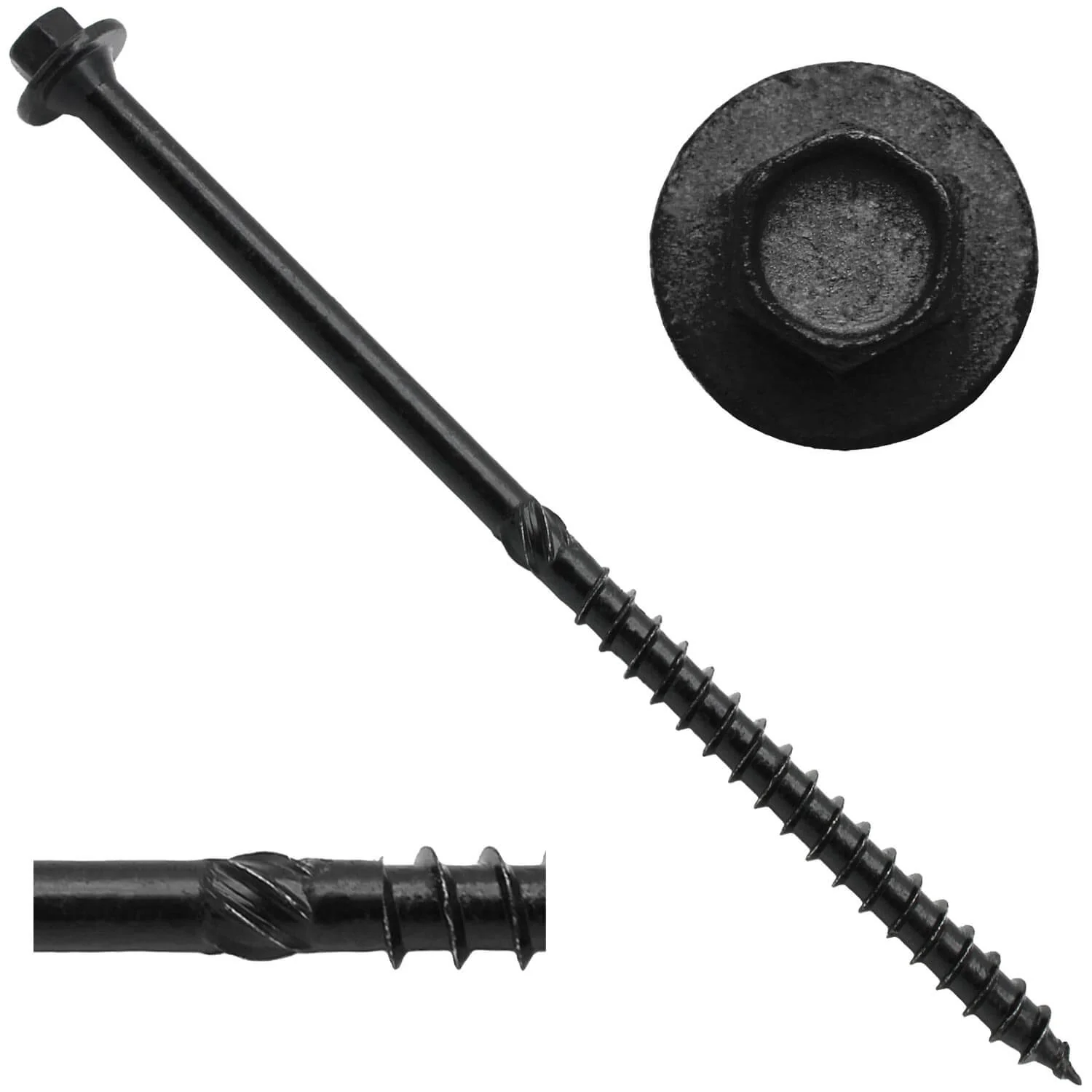 #17 Heavy-Duty Black Timber, Log & Structural Wood Screws - Exterior Coated - Use for Fastening Ledger Boards, Large Timbers, Logs and more. - Image 7