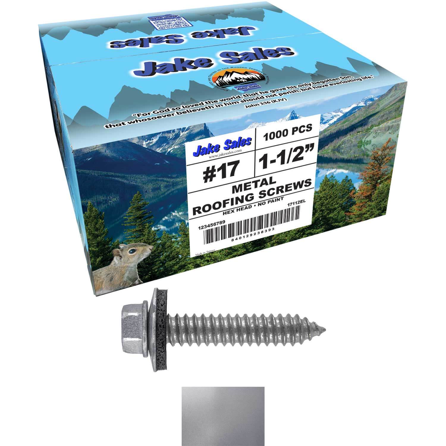 17 x 1-1/2 Metal Roofing Screws - Metal Panel to Metal Purlins and Recovery Screws - Hex Washer Head - EPDM washer. - Image 102