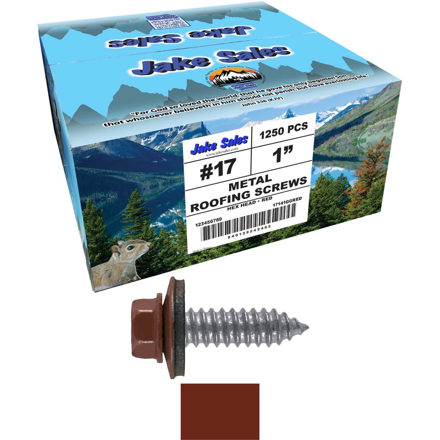 17 x 1" Metal Roofing Screws - Metal Panel to Metal Purlins and Recovery Screws - Hex Washer Head - EPDM washer. - Image 113