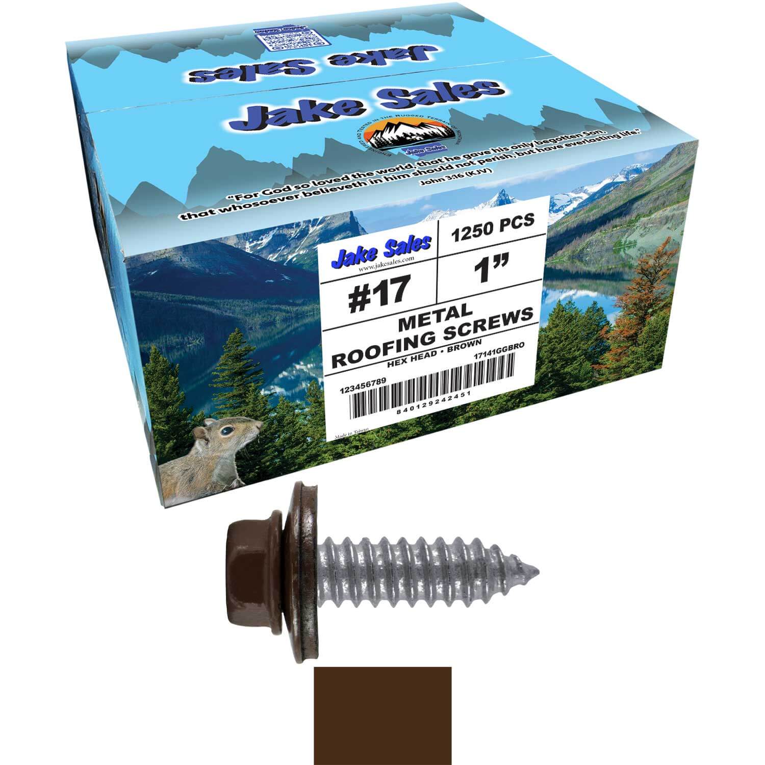 17 x 1" Metal Roofing Screws - Metal Panel to Metal Purlins and Recovery Screws - Hex Washer Head - EPDM washer. - Image 55