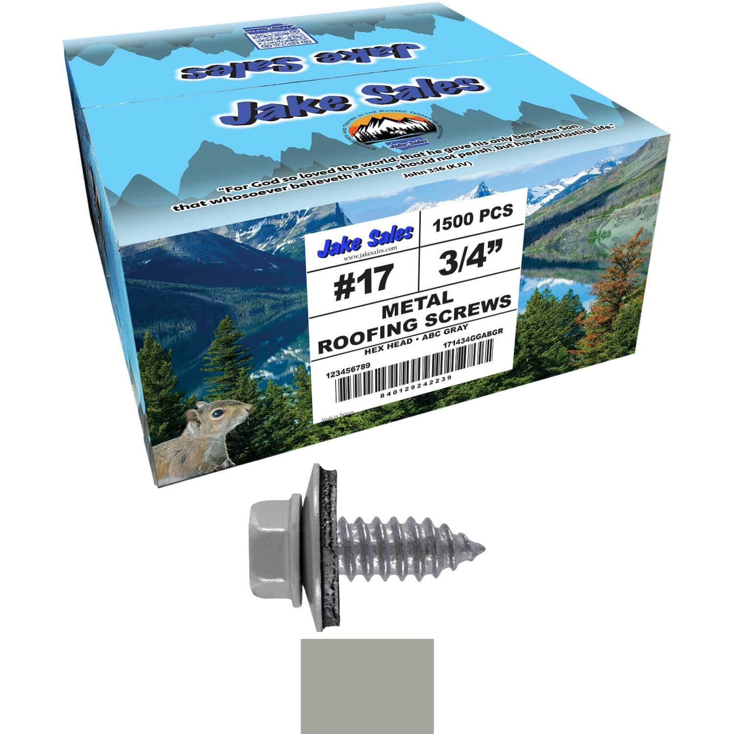 17 x 3/4" Metal Roofing Screws - Metal Panel to Metal Purlins and Recovery Screws - Hex Washer Head - EPDM washer. - Image 42