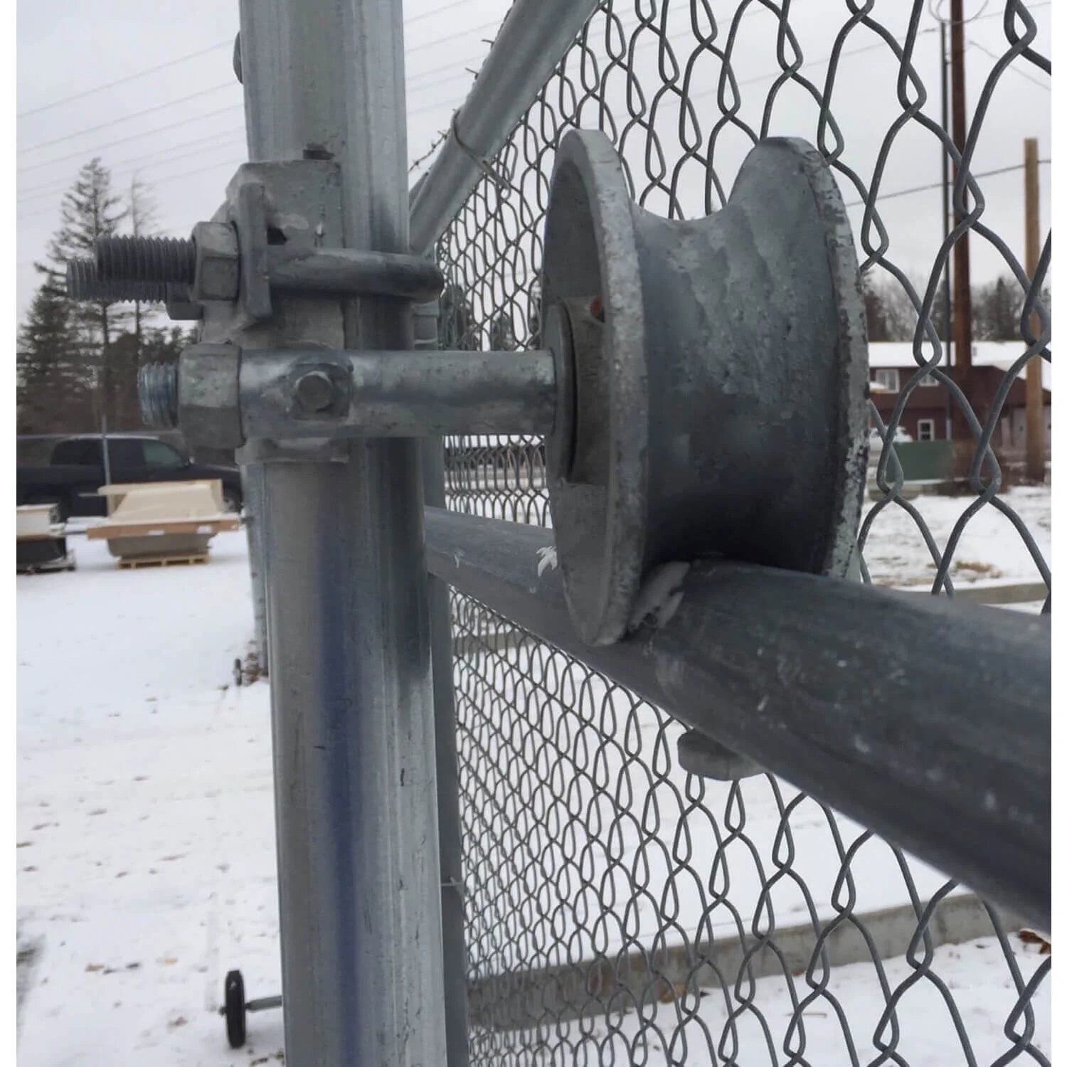 6" CHAIN LINK ROLLING GATE HARDWARE KIT: (Chain Link Fence Gate Parts) (6" Rut Runner, 2 Track Wheels, 6 Track Brackets, 1 Rolo Latch) - Image 4