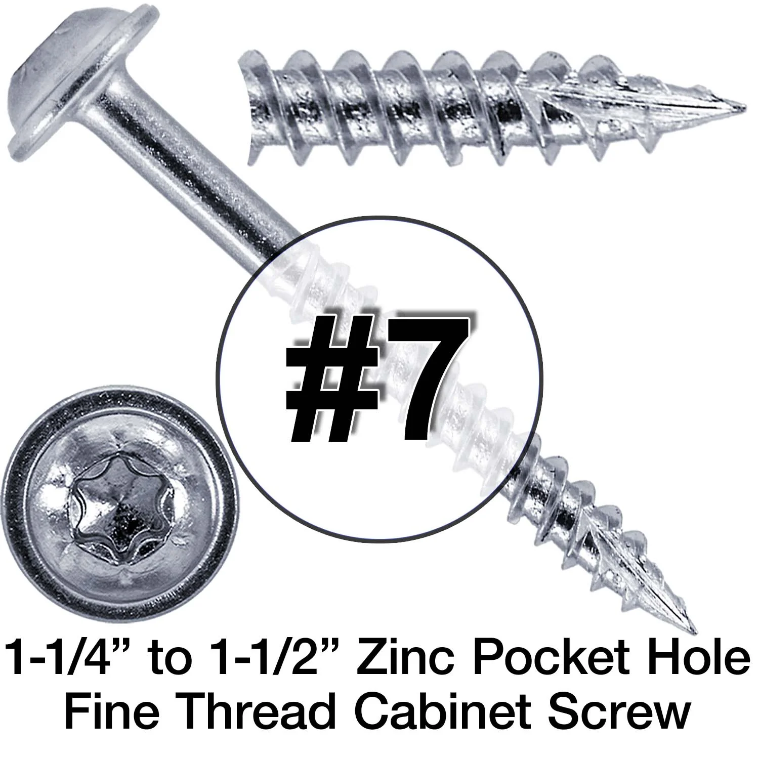 #7 Pocket Hole Torx/Star Head Screws FINE Thread - - Torx/Star Drive Pocket Hole Screws for Cabinetry & Furniture - T-20 Torx Screw Head - Image 20