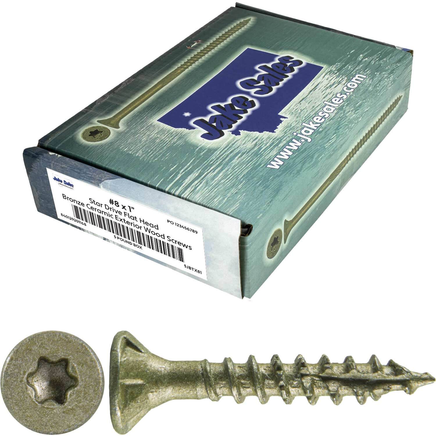 #8 x 3/4" - 2" Bronze Exterior Coated Wood Screw Torx/Star Drive Head - Multipurpose Exterior Coated Torx/Star Drive Wood Screws - Image 101