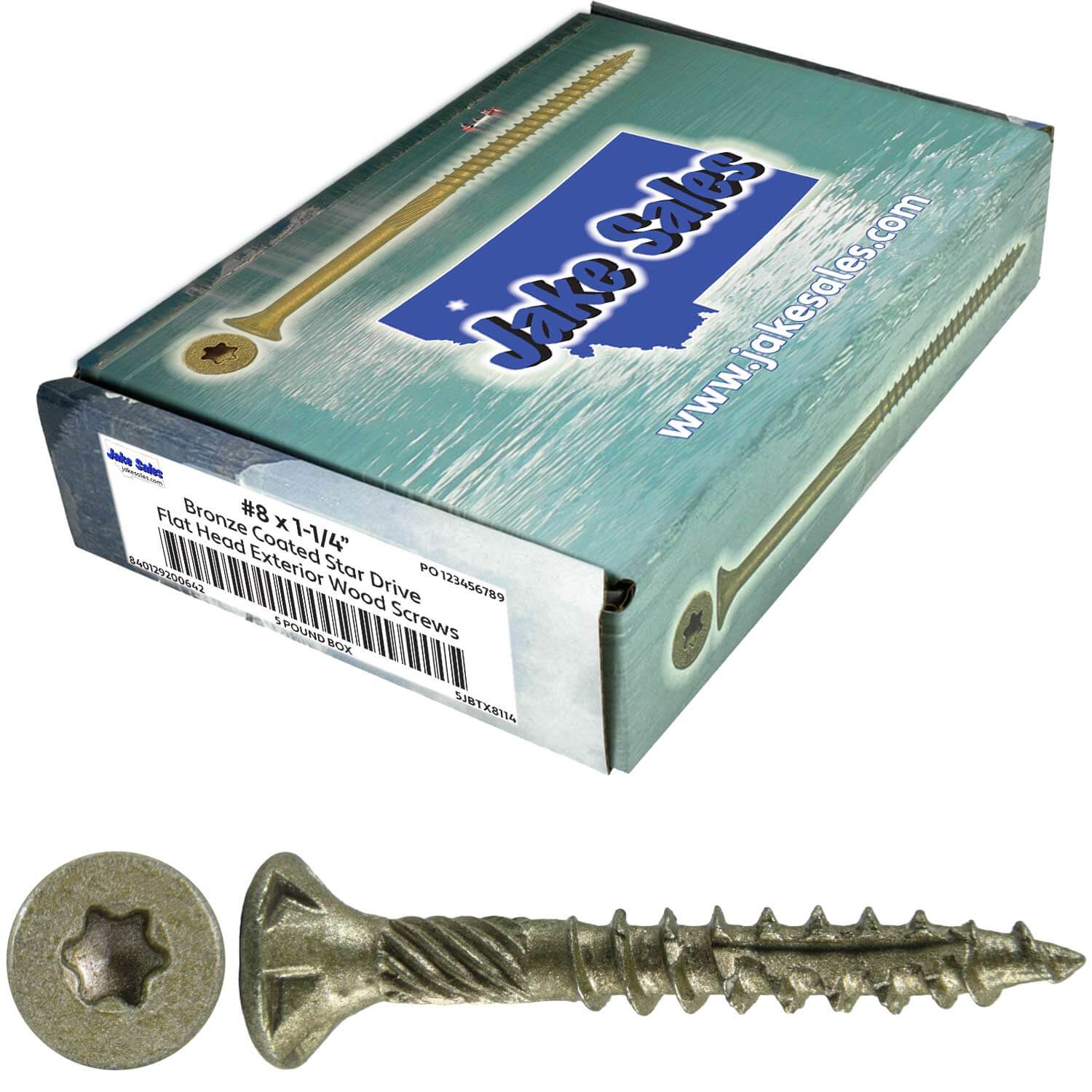 #8 x 3/4" - 2" Bronze Exterior Coated Wood Screw Torx/Star Drive Head - Multipurpose Exterior Coated Torx/Star Drive Wood Screws - Image 31