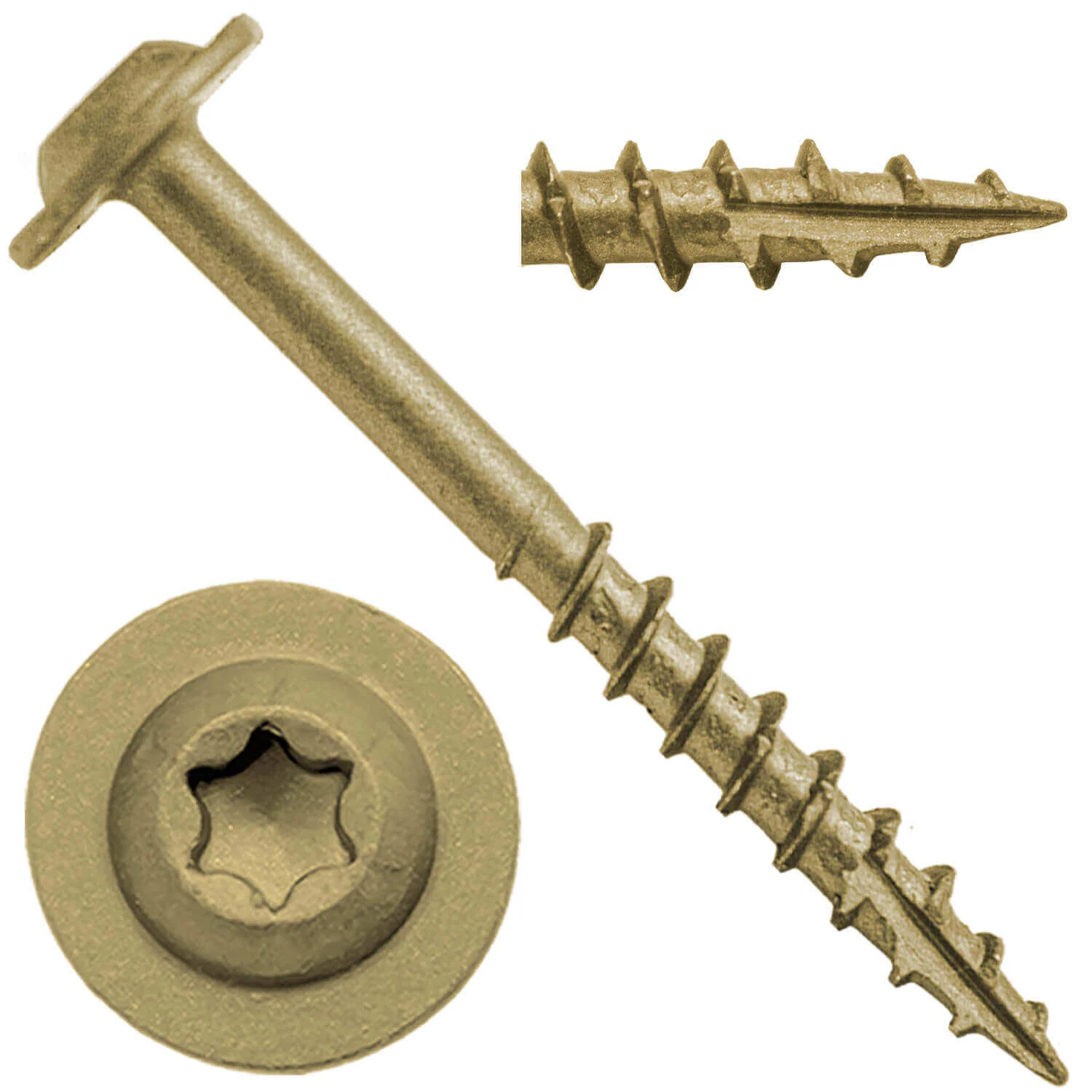 #8 Bronze Star Exterior Coated Modified Truss Head Cabinet Wood Screw Torx/Star Drive Head - Multipurpose Exterior Coated Torx/Star Drive Wood Screws - Image 3