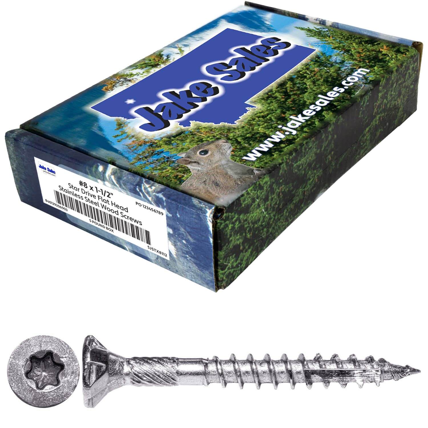 #8 Torx/Star Drive Head - 300 Grade Stainless Steel Torx/Star Drive Wood Screws - Silver Star Stainless Steel Wood Screw - Image 8