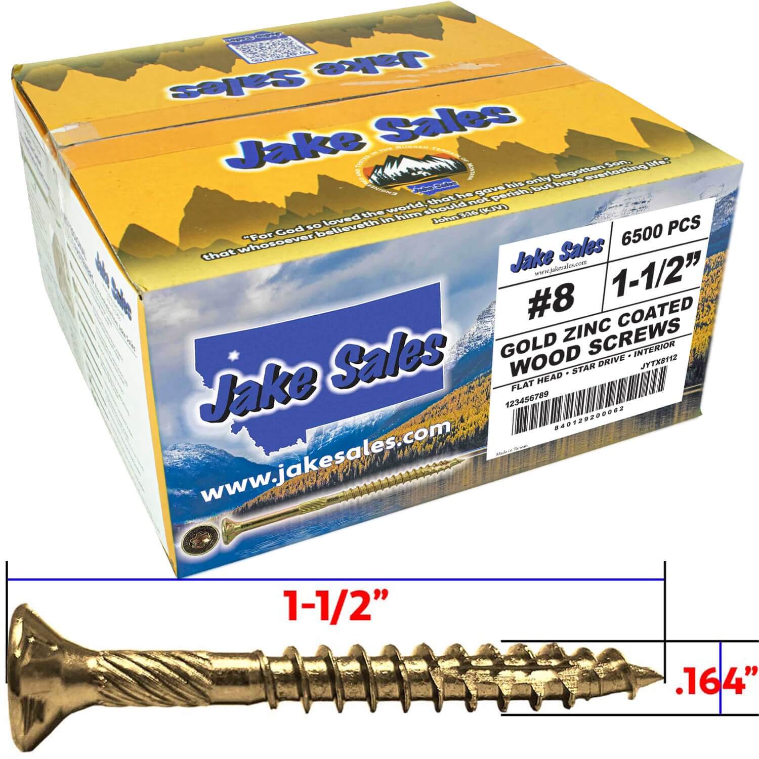 #8 Gold Star/Torx Drive Zinc Coated T-20 Flat Head Wood Screws - Image 12