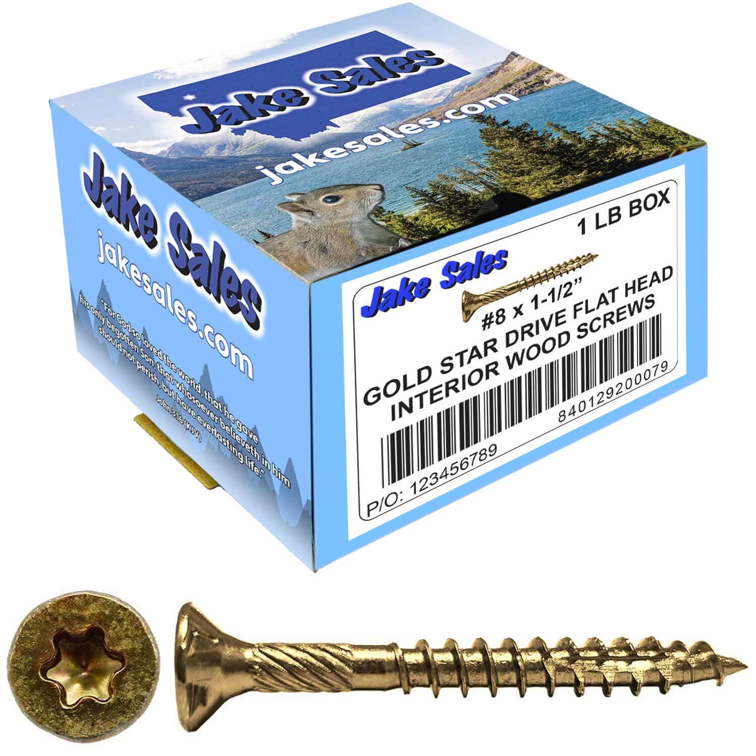 #8 Gold Star/Torx Drive Zinc Coated T-20 Flat Head Wood Screws - Image 13