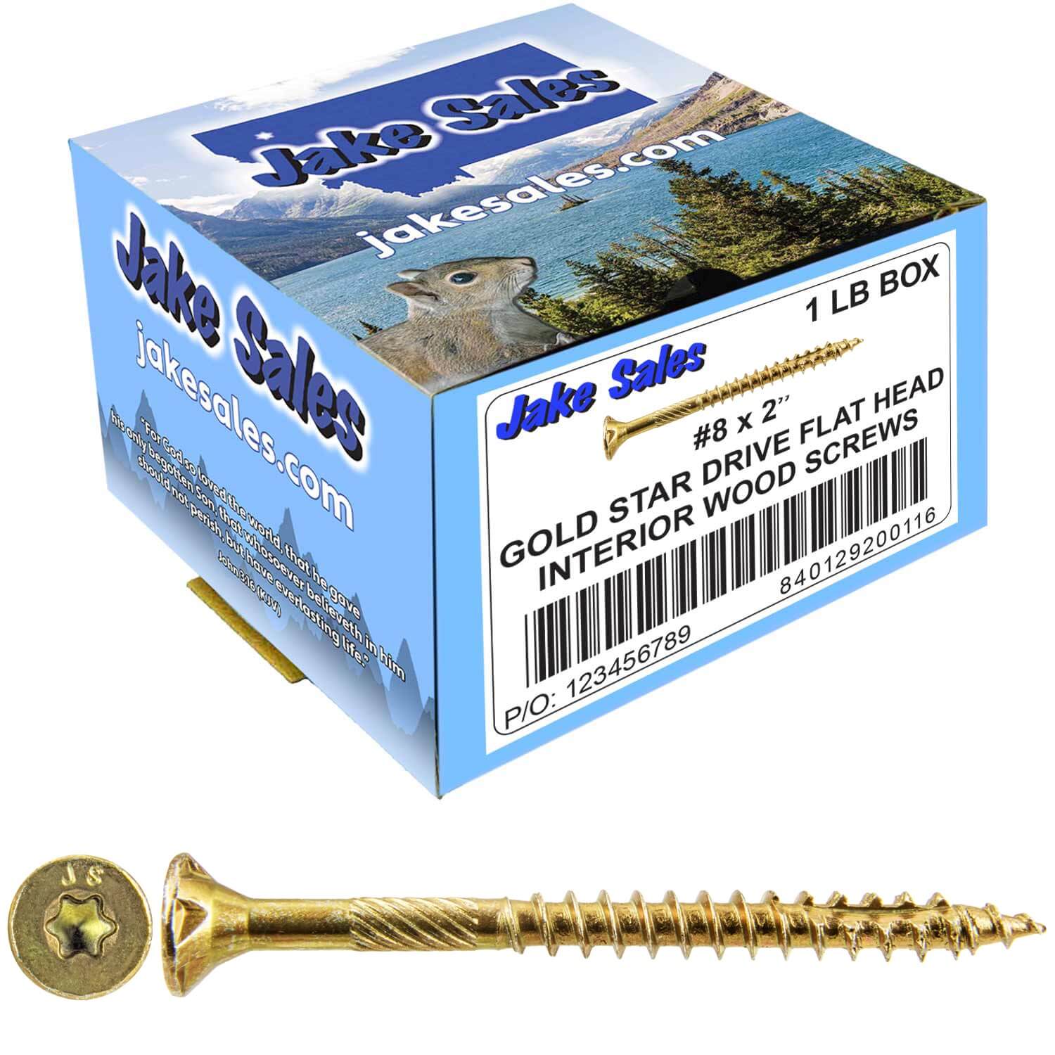 #8 Gold Star/Torx Drive Zinc Coated T-20 Flat Head Wood Screws - Image 16