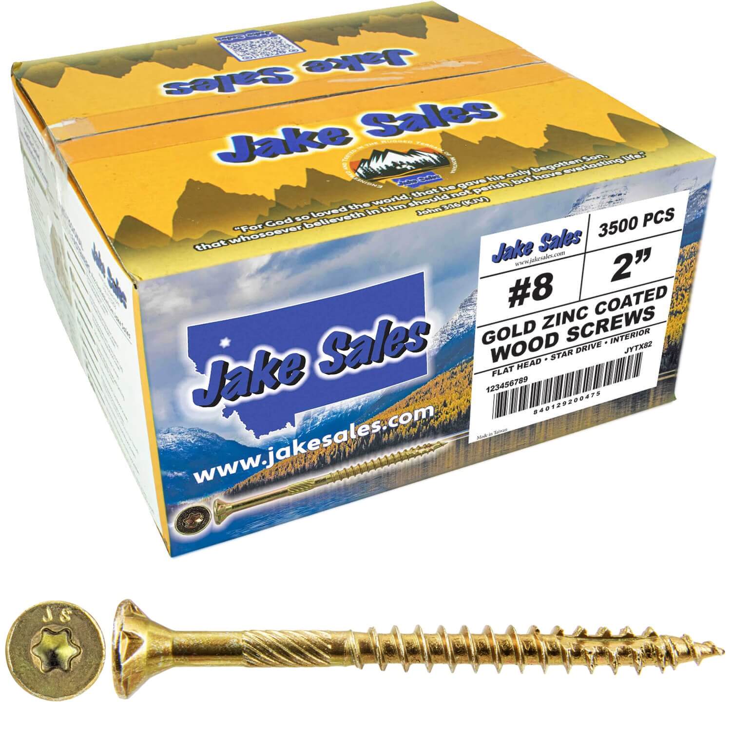 #8 Gold Star/Torx Drive Zinc Coated T-20 Flat Head Wood Screws - Image 19